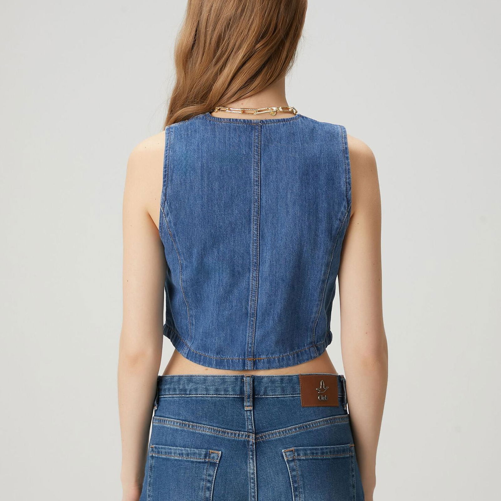 Beymen Club Kadin Mavi Crop Denim Yelek