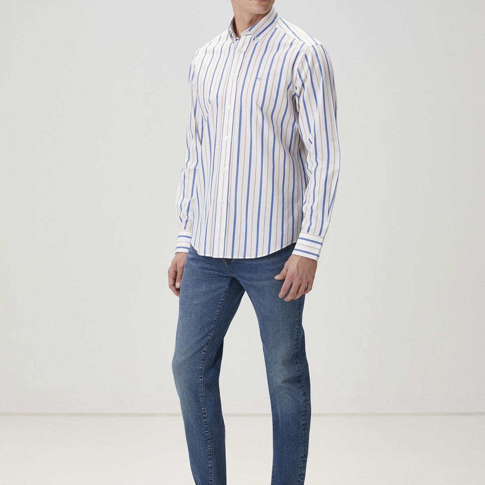 Beymen Club Erkek Comfort Fit Beyaz Çizgi Desenli Gömlek