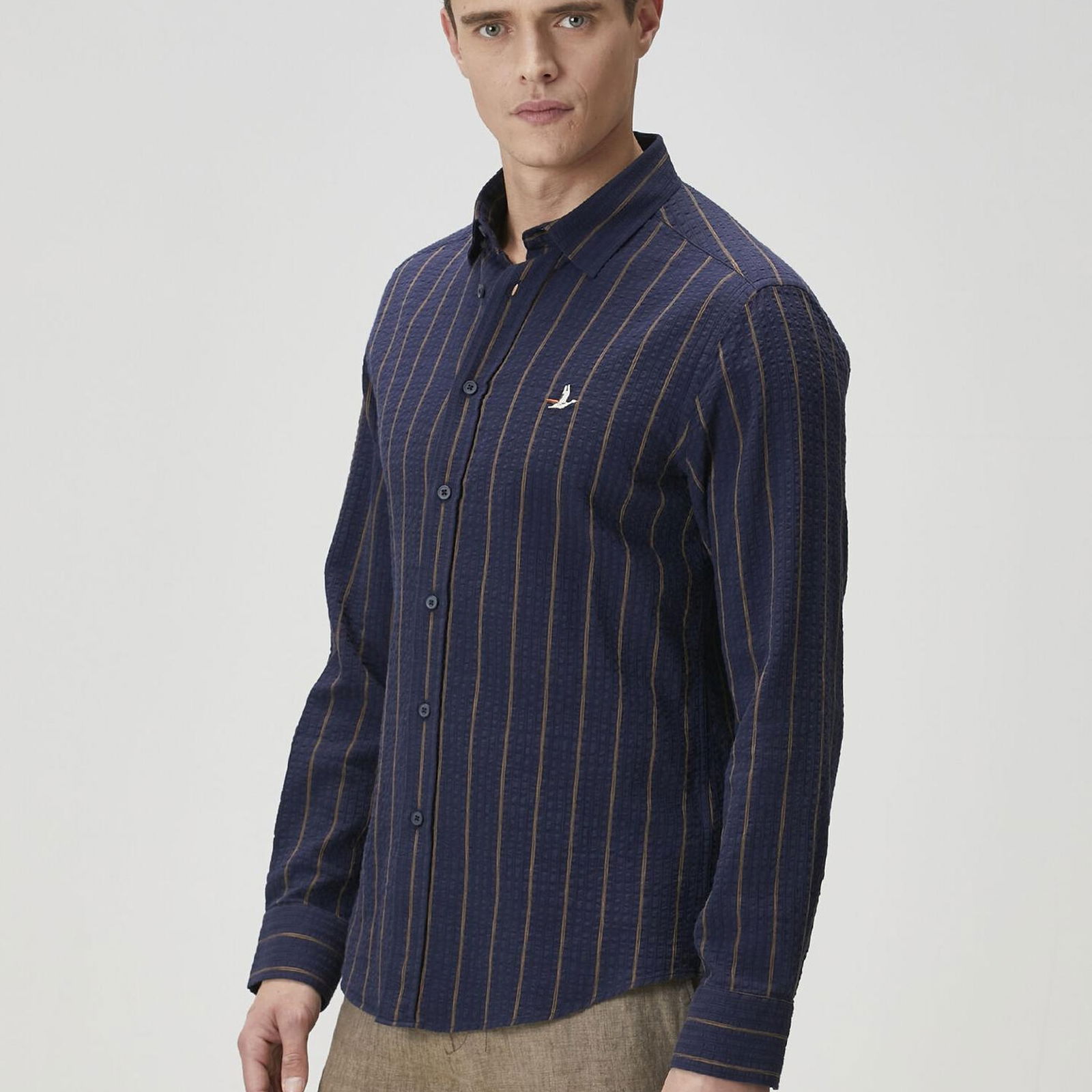 Beymen Club Erkek Comfort Fit Lacivert Çizgili Gömlek