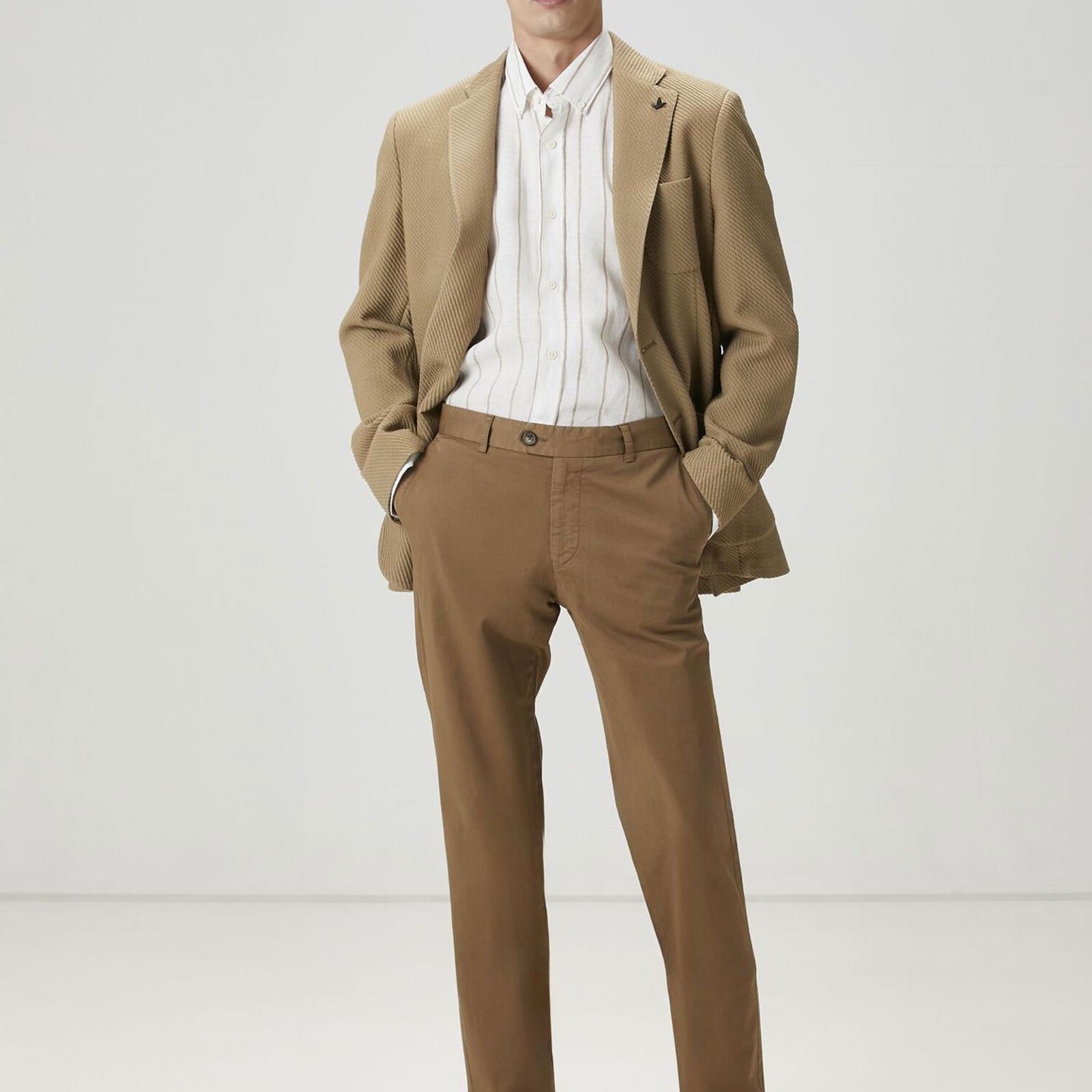 Beymen Club Erkek Regular Fit Vizon Twill Dokulu Chino Pantolon