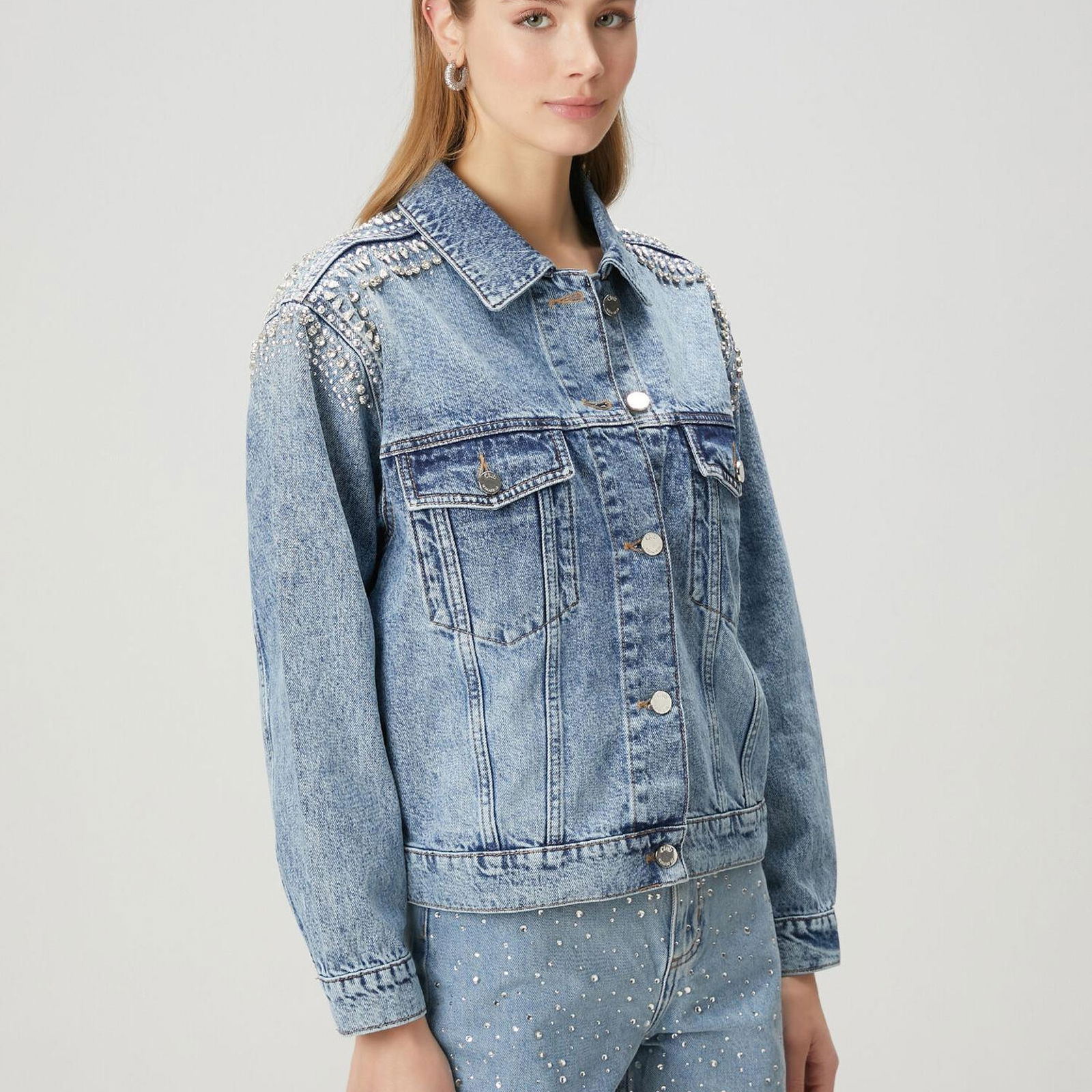 Beymen Club Kadin Mavi İşlemeli Denim Ceket