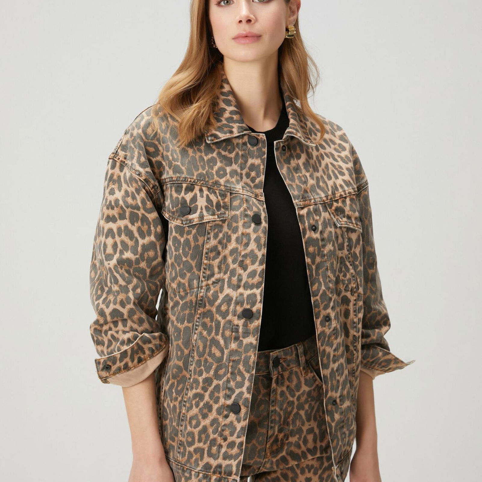 Beymen Club Kadin Leopar Desenli Denim Ceket