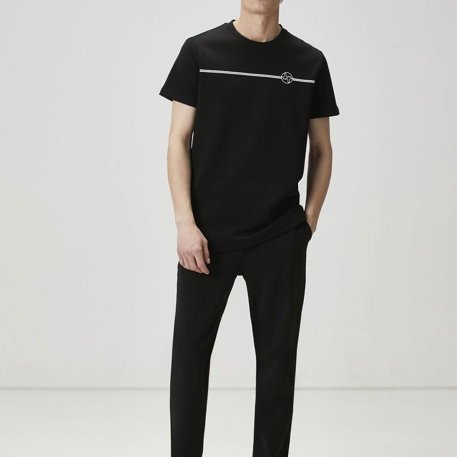 Beymen Club Erkek Siyah Şerit Kaz Baskılı T-shirt