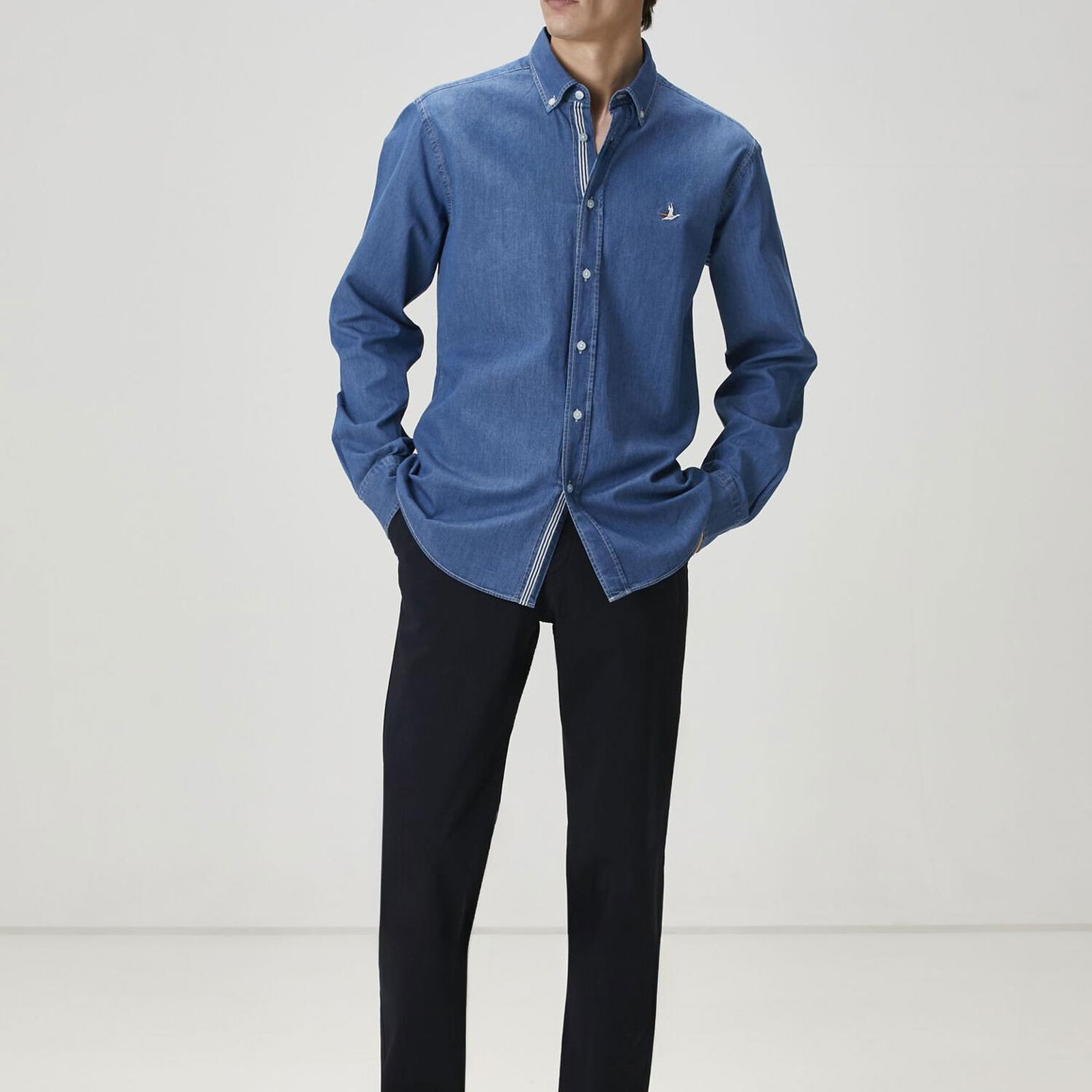 Beymen Club Erkek Comfort Fit Koyu Mavi Denim Gömlek