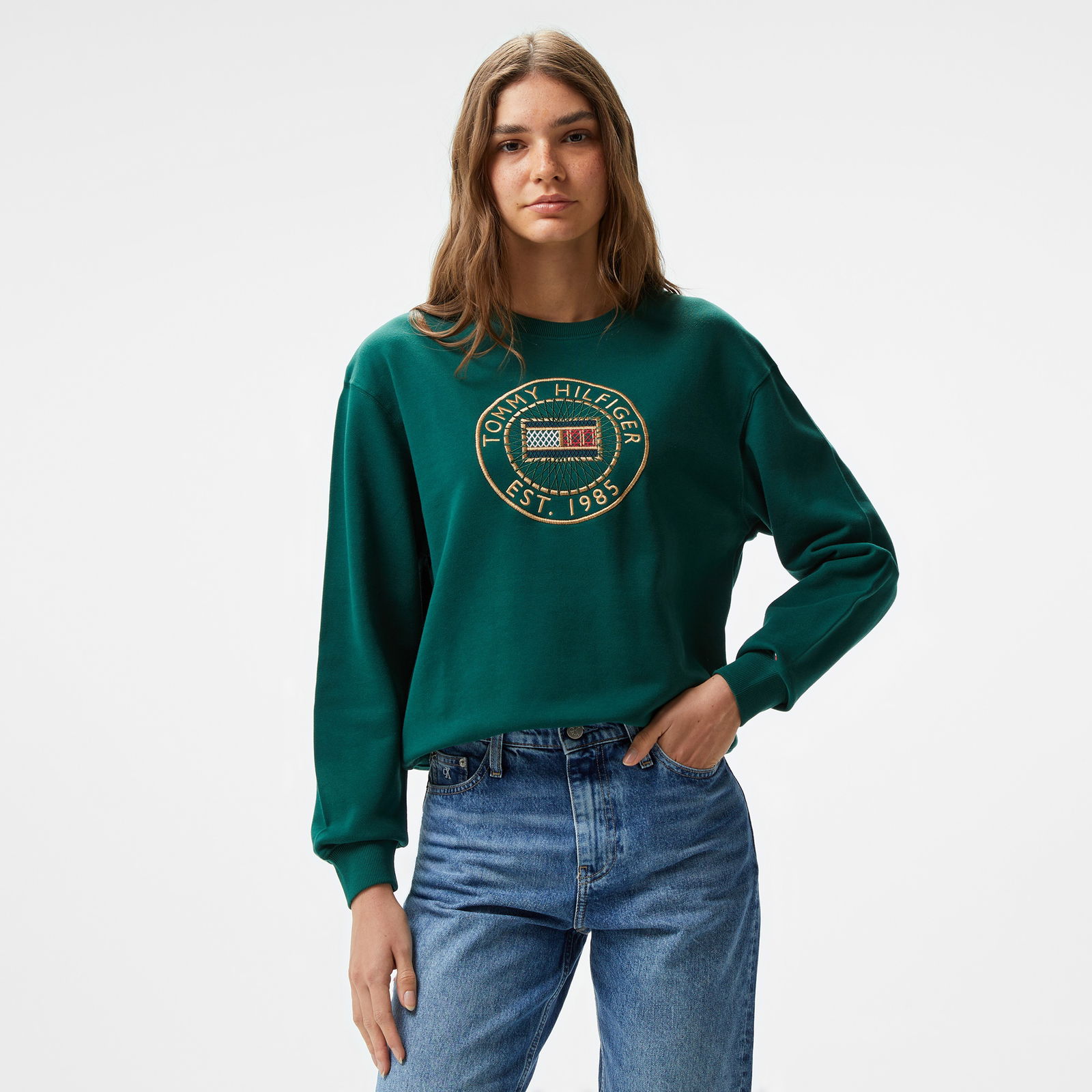 Tommy Hilfiger Nautical Emb Kadın Yeşil Sweatshirt