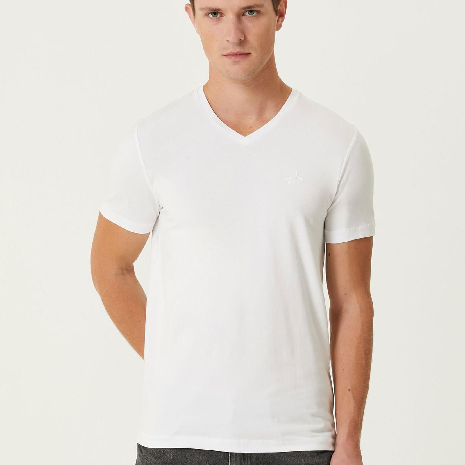 Beymen Club Erkek Beyaz V Yaka T-shirt