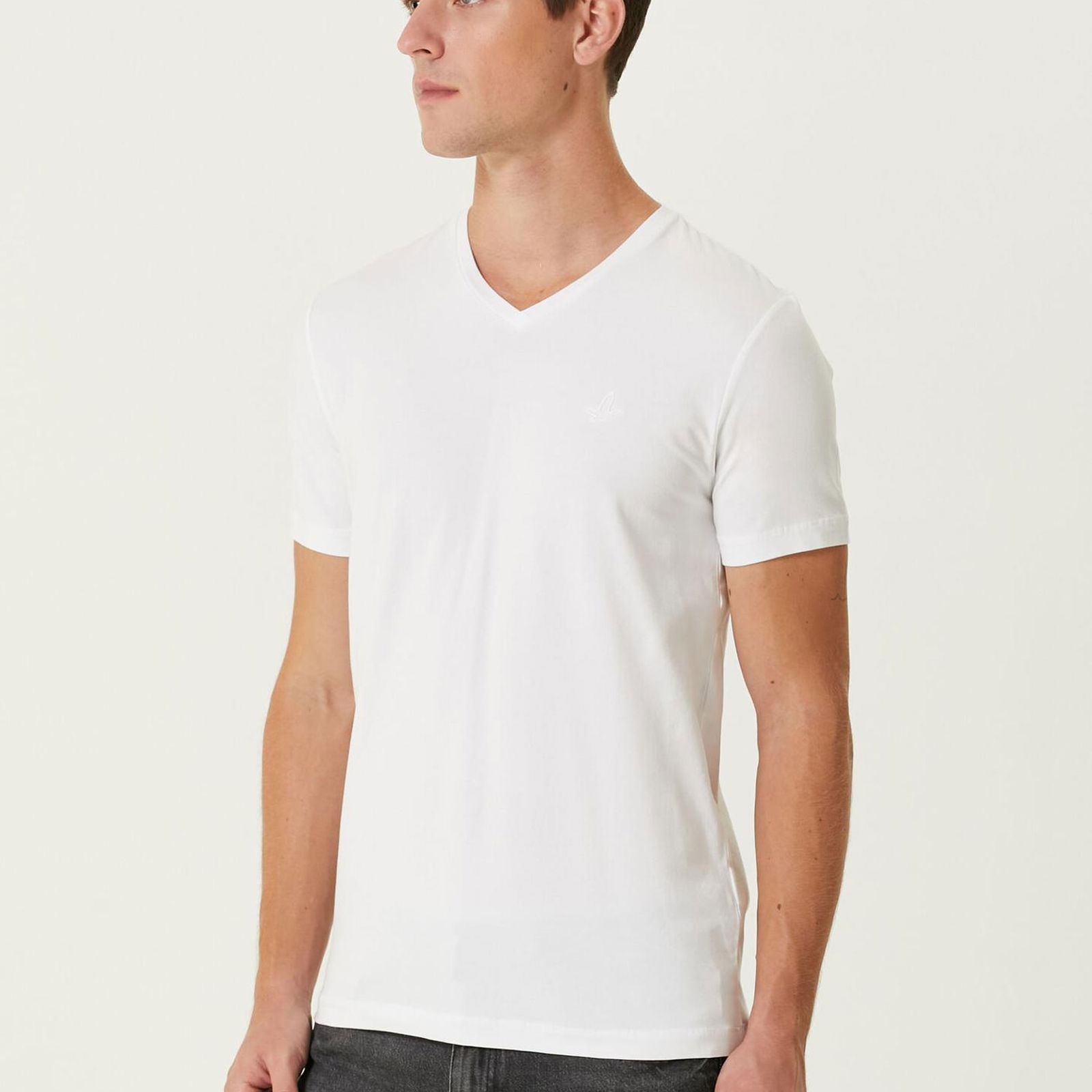 Beymen Club Erkek Beyaz V Yaka T-shirt