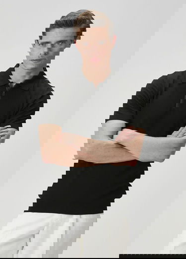  Beymen Club Erkek Siyah Polo Yaka Kısa Kollu Triko