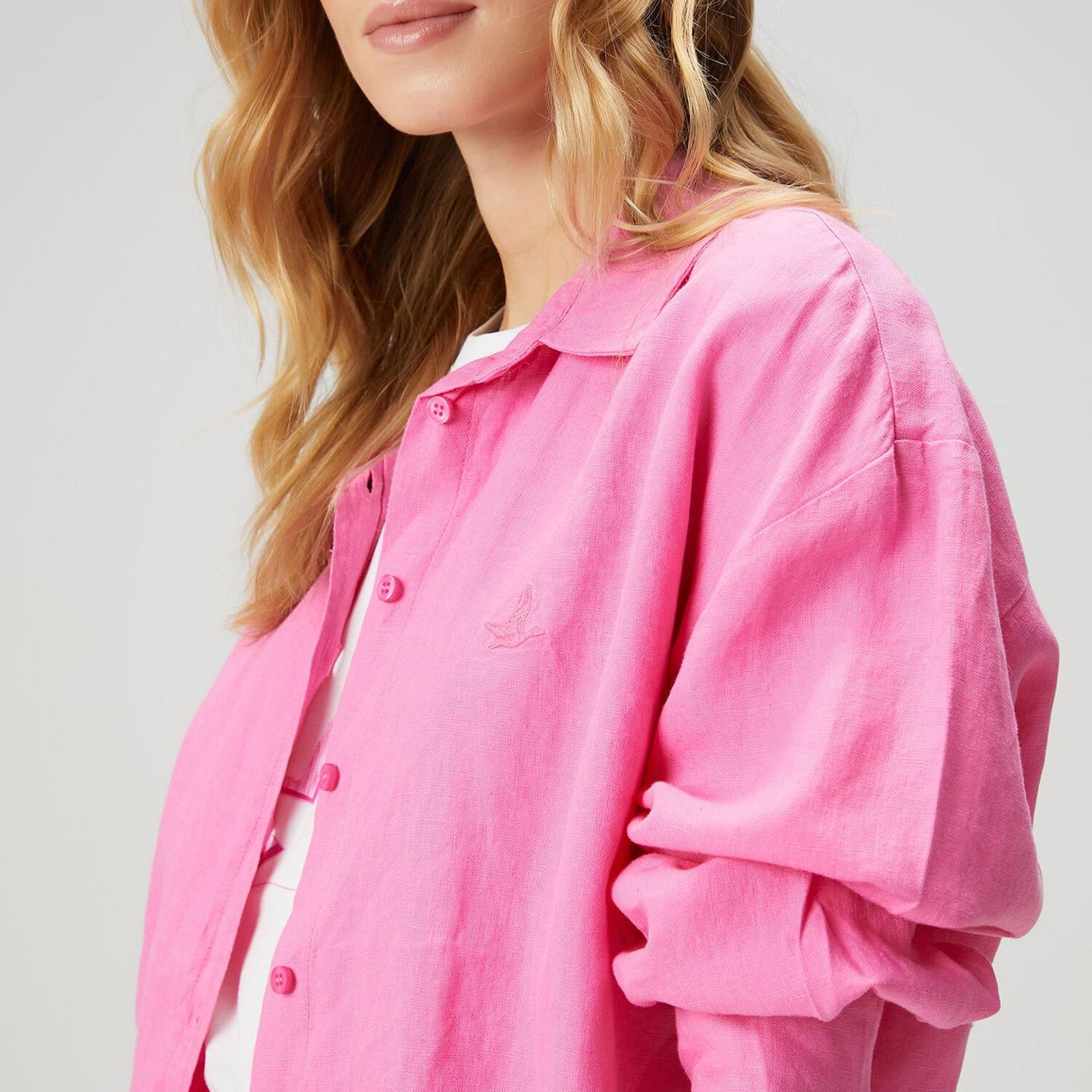 Beymen Club Kadin Oversize Pembe Keten Gömlek