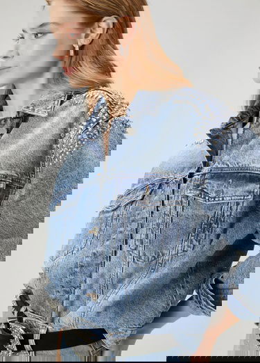  Beymen Club Kadin Mavi İşlemeli Denim Ceket