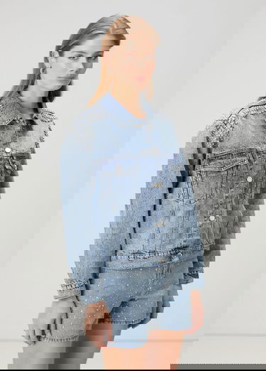  Beymen Club Kadin Mavi İşlemeli Denim Ceket