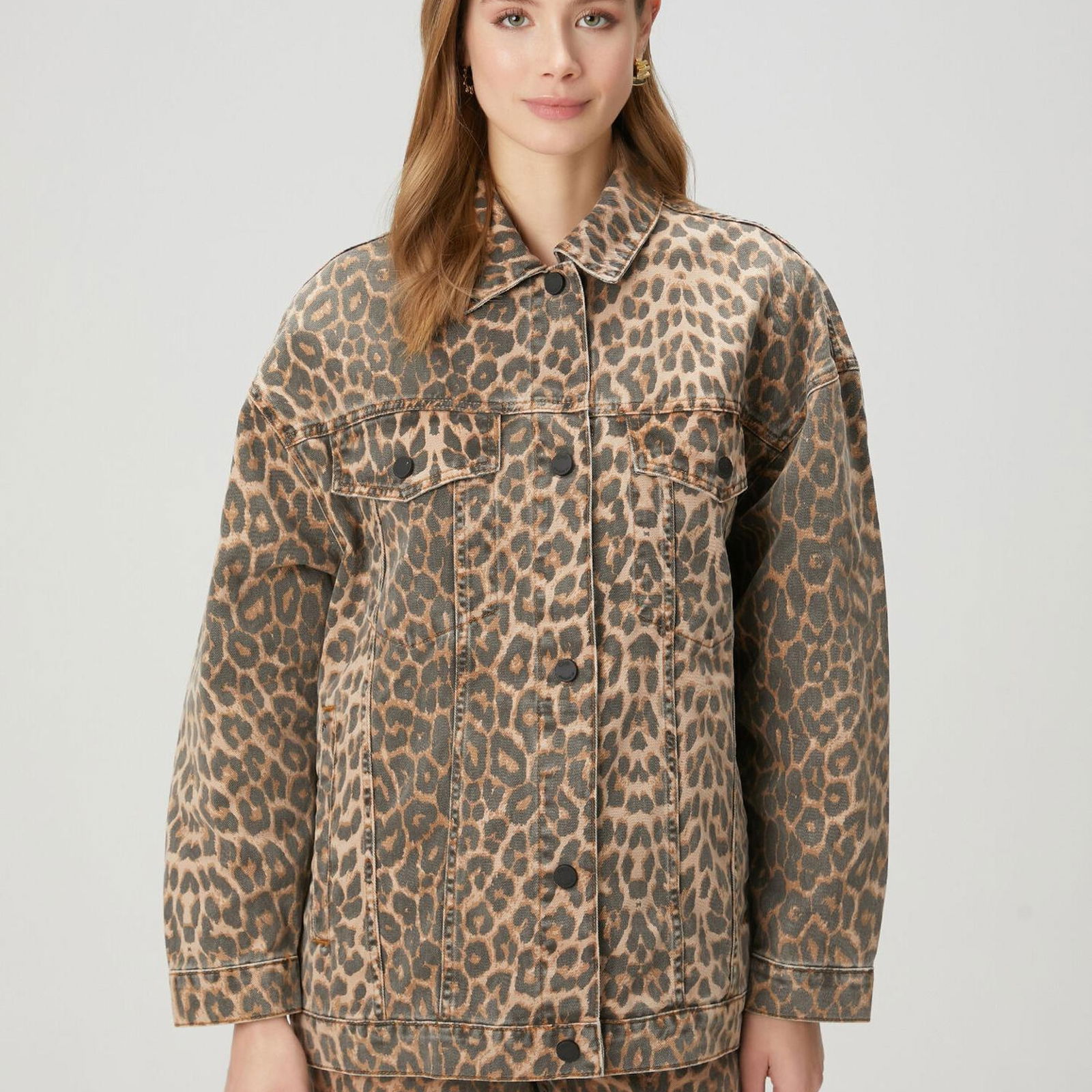 Beymen Club Kadin Leopar Desenli Denim Ceket