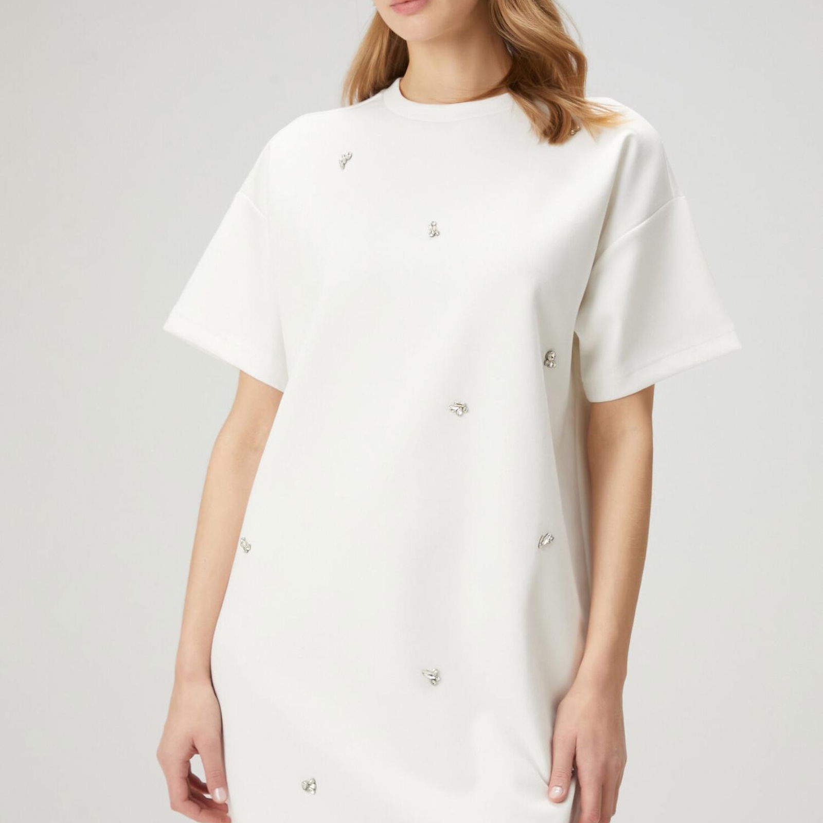 Beymen Club Kadin Oversize Beyaz İşlemeli Mini Elbise