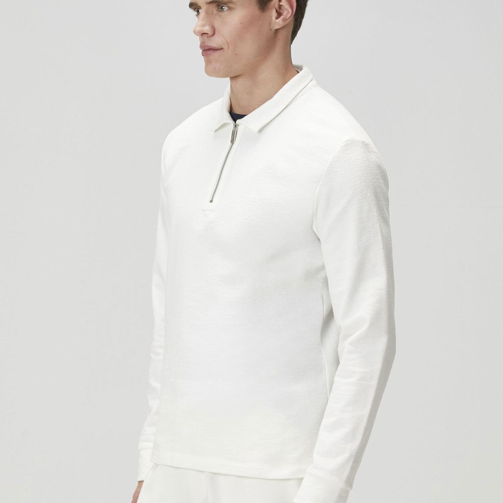 Beymen Club Erkek Kırık Beyaz Polo Yaka Sweatshirt