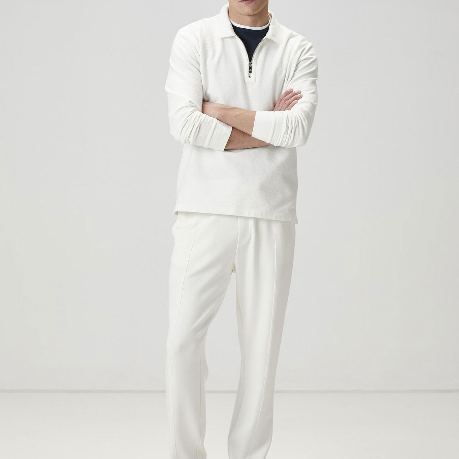 Beymen Club Erkek Kırık Beyaz Polo Yaka Sweatshirt