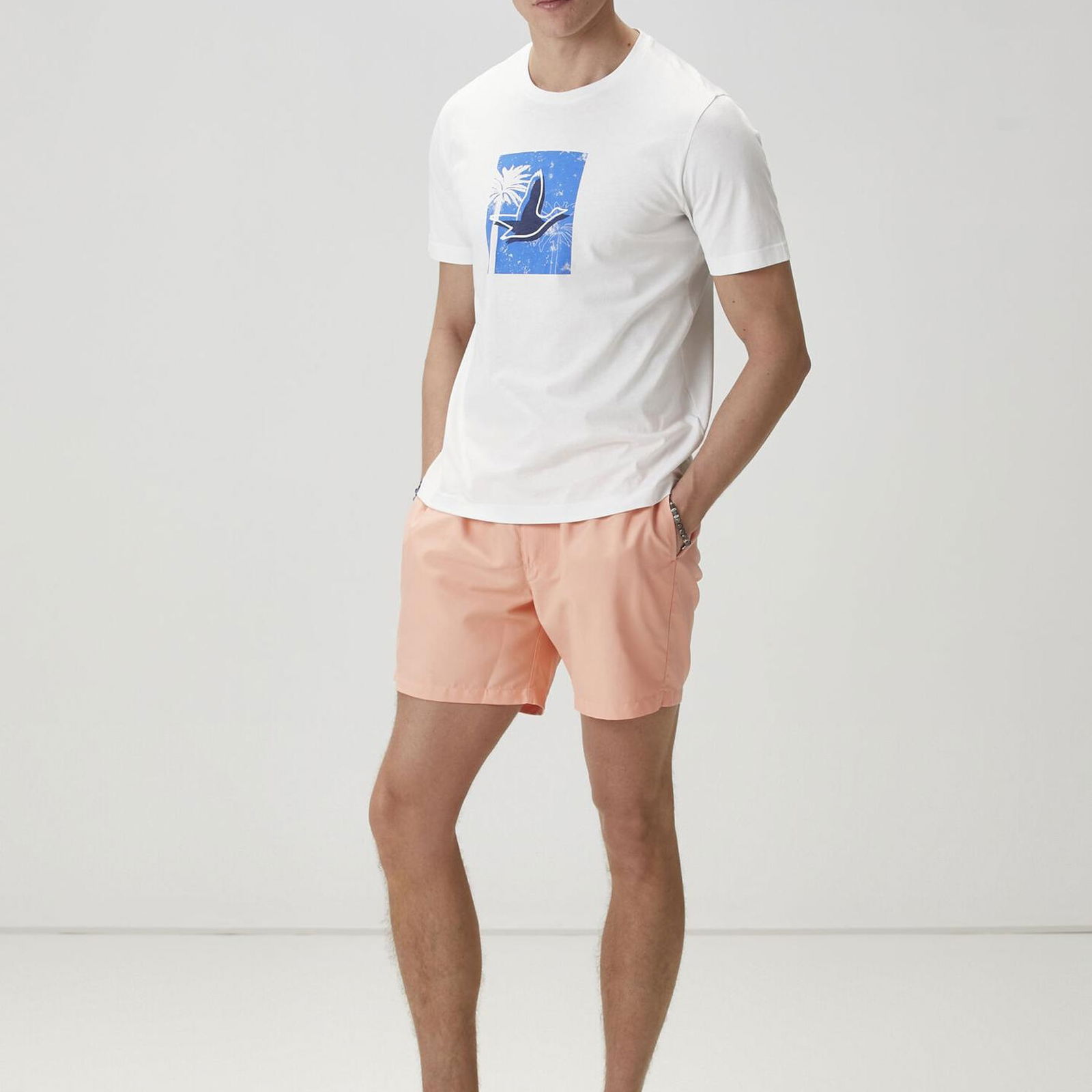 Beymen Club Erkek Beyaz Palmiye Baskılı T-shirt