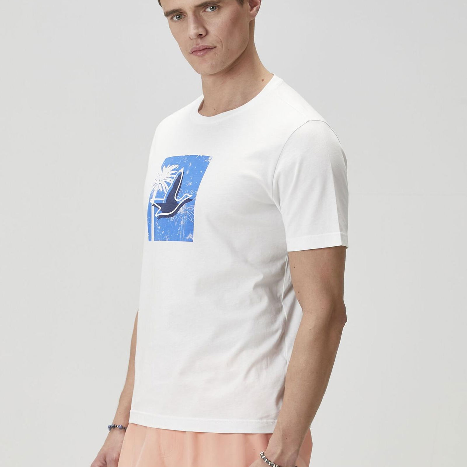 Beymen Club Erkek Beyaz Palmiye Baskılı T-shirt