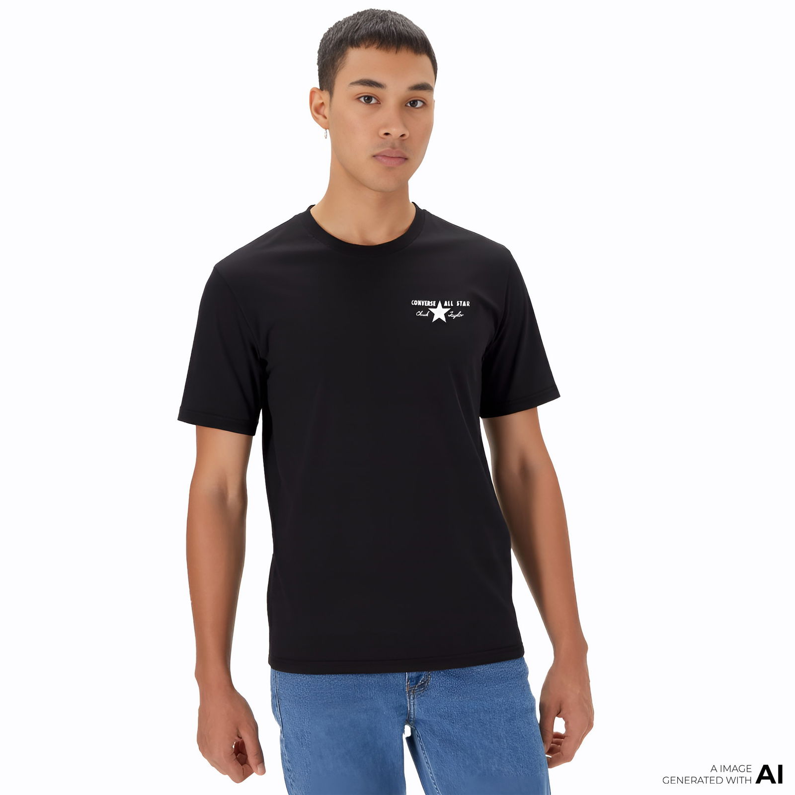 Converse Erkek Grafik Baskılı Siyah T-Shirt