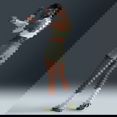  Nike One Dri-Fit Swoosh Kadın Yeşil Şort