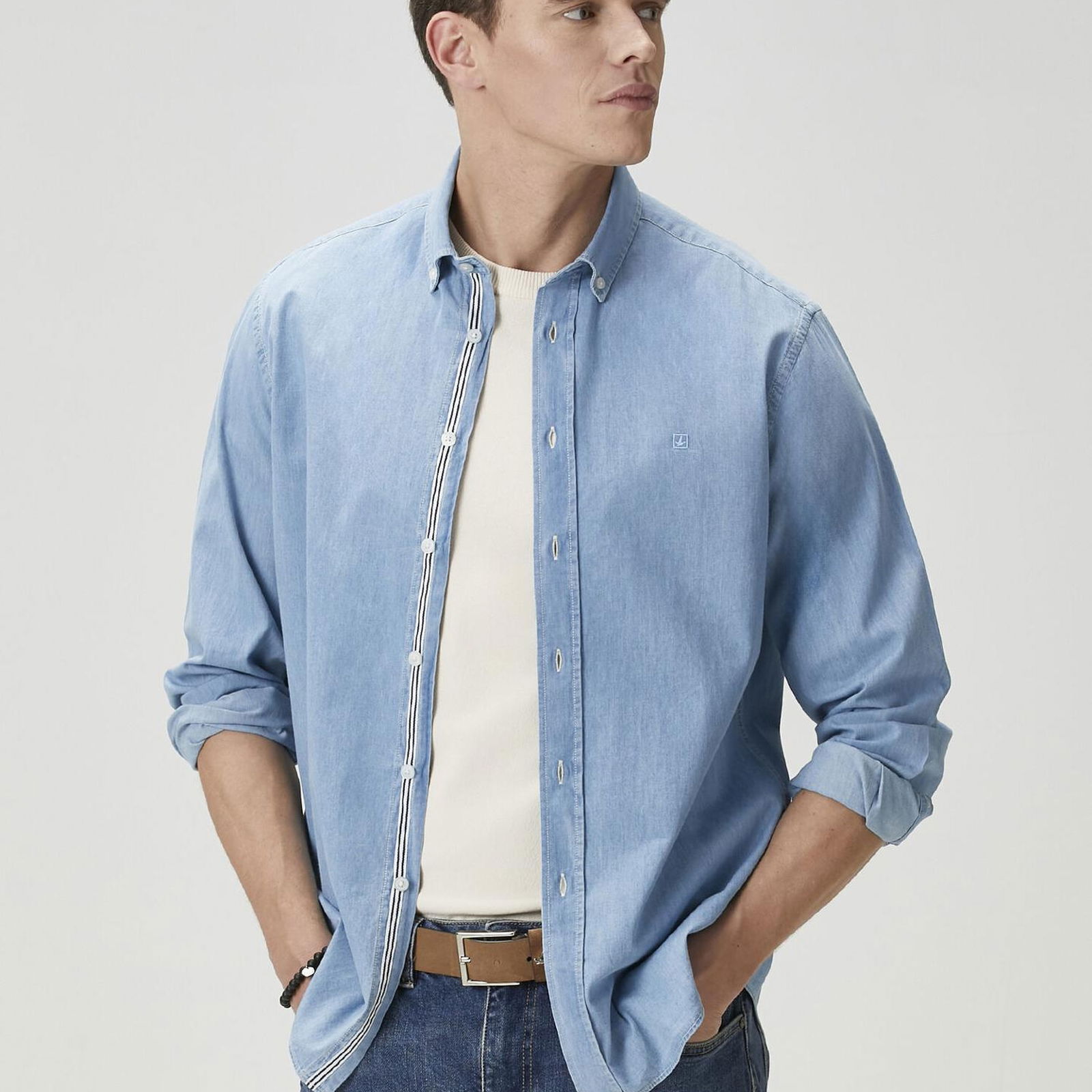 Beymen Club Erkek Comfort Fit Mavi Denim Gömlek