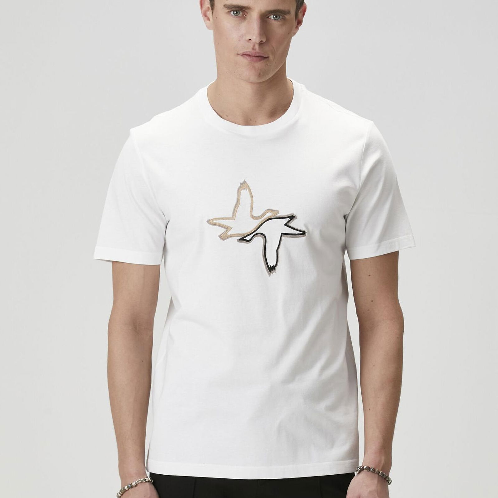 Beymen Club Erkek Beyaz Kaz Nakışlı T-shirt