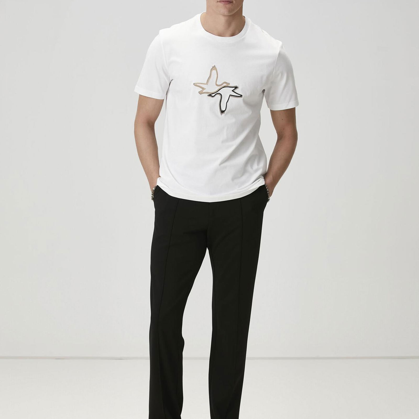 Beymen Club Erkek Beyaz Kaz Nakışlı T-shirt