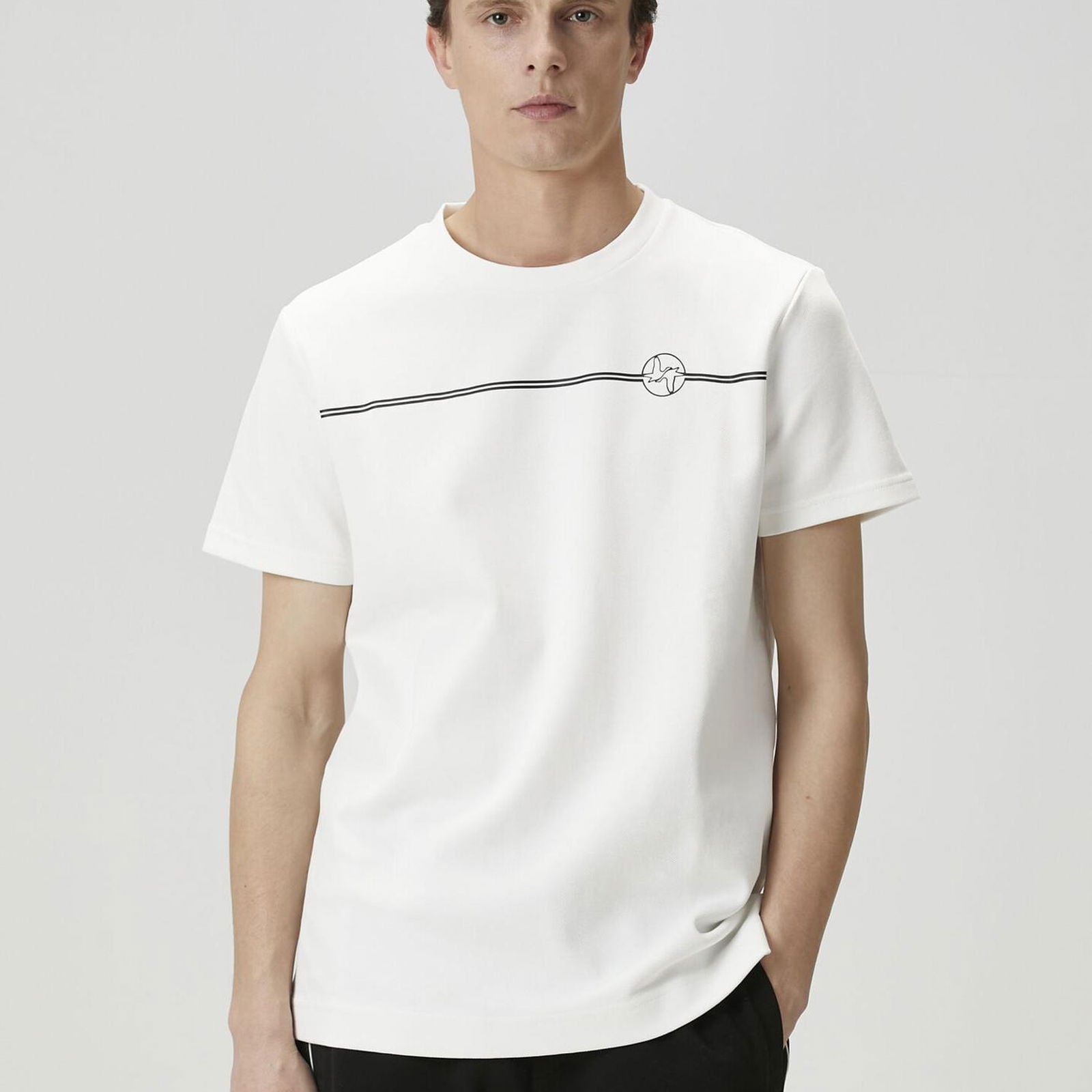 Beymen Club Erkek Beyaz Şerit Kaz Baskılı T-shirt