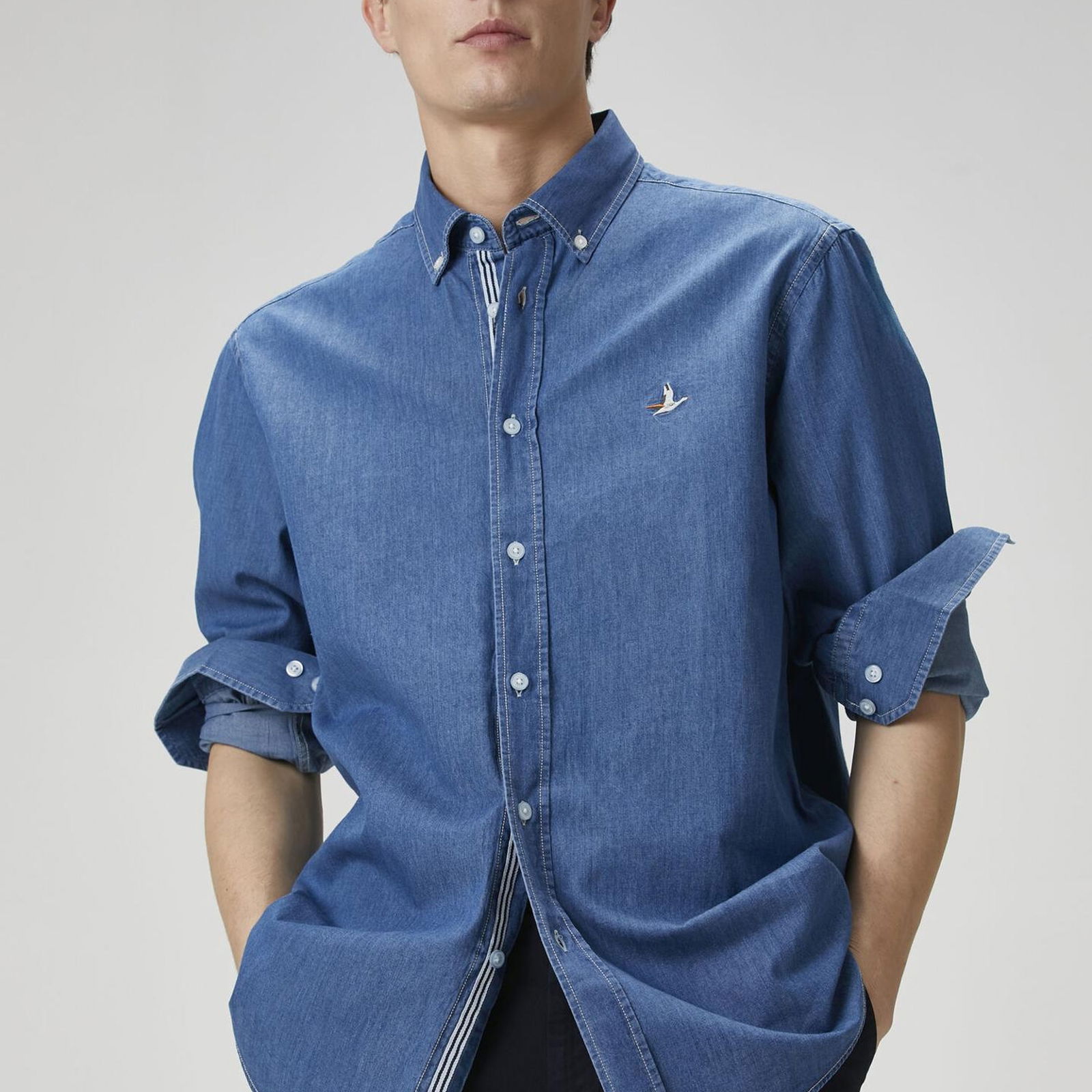 Beymen Club Erkek Comfort Fit Koyu Mavi Denim Gömlek