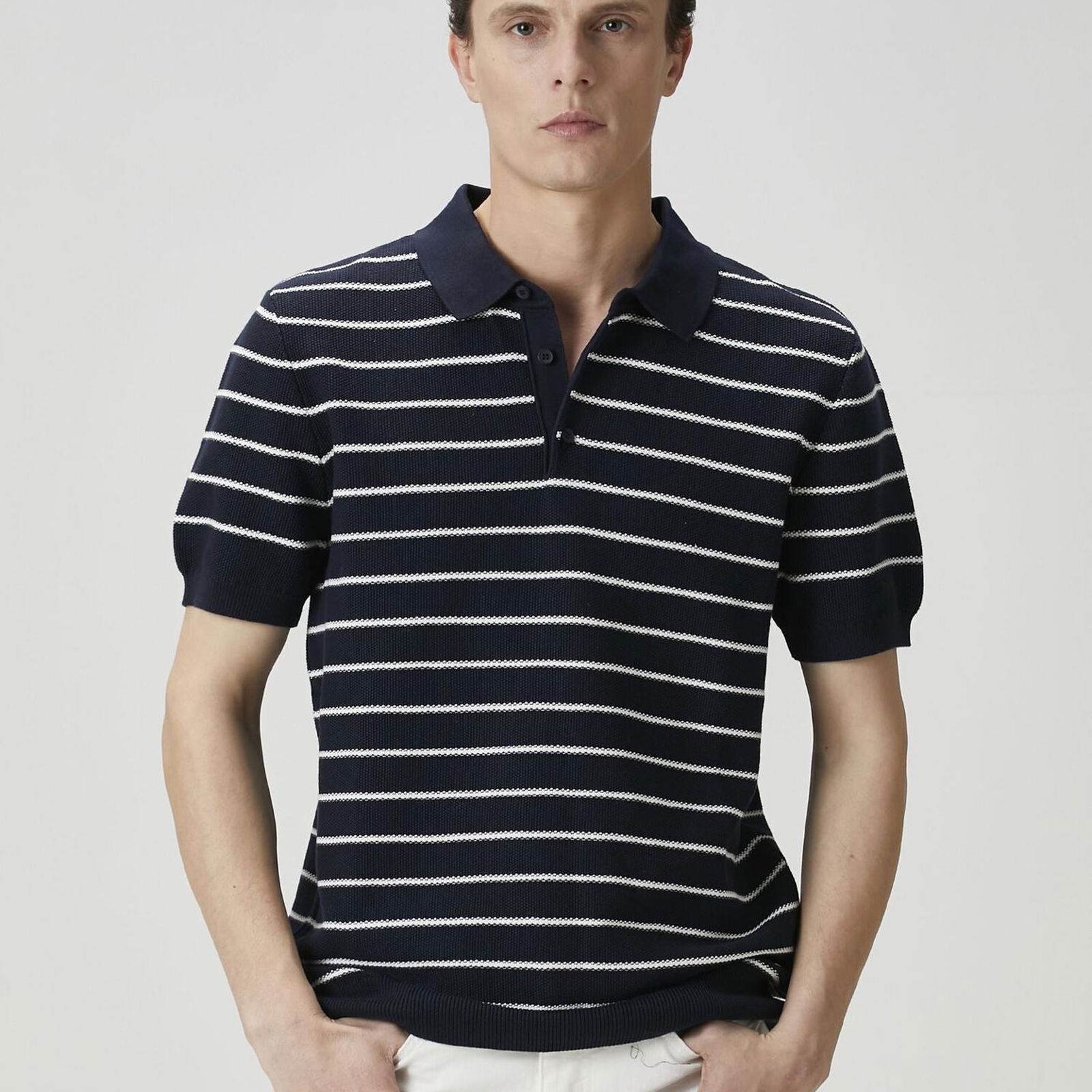 Beymen Club Erkek Lacivert Polo Yaka Colorblocked Triko Gömlek