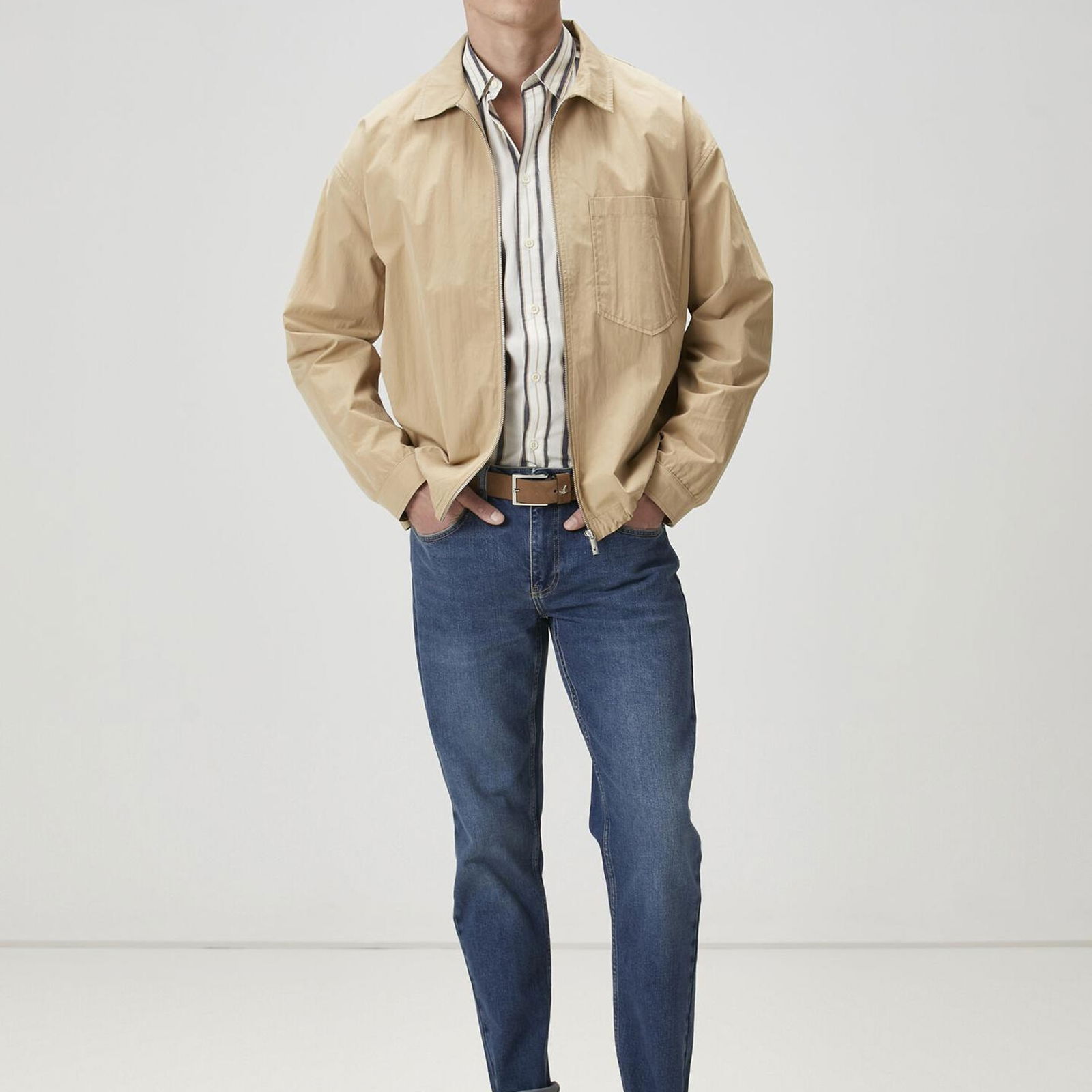 Beymen Club Erkek Slim Fit Beyaz Çizgili Gömlek