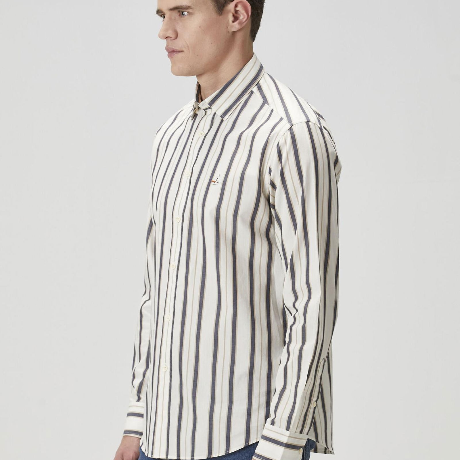Beymen Club Erkek Slim Fit Beyaz Çizgili Gömlek