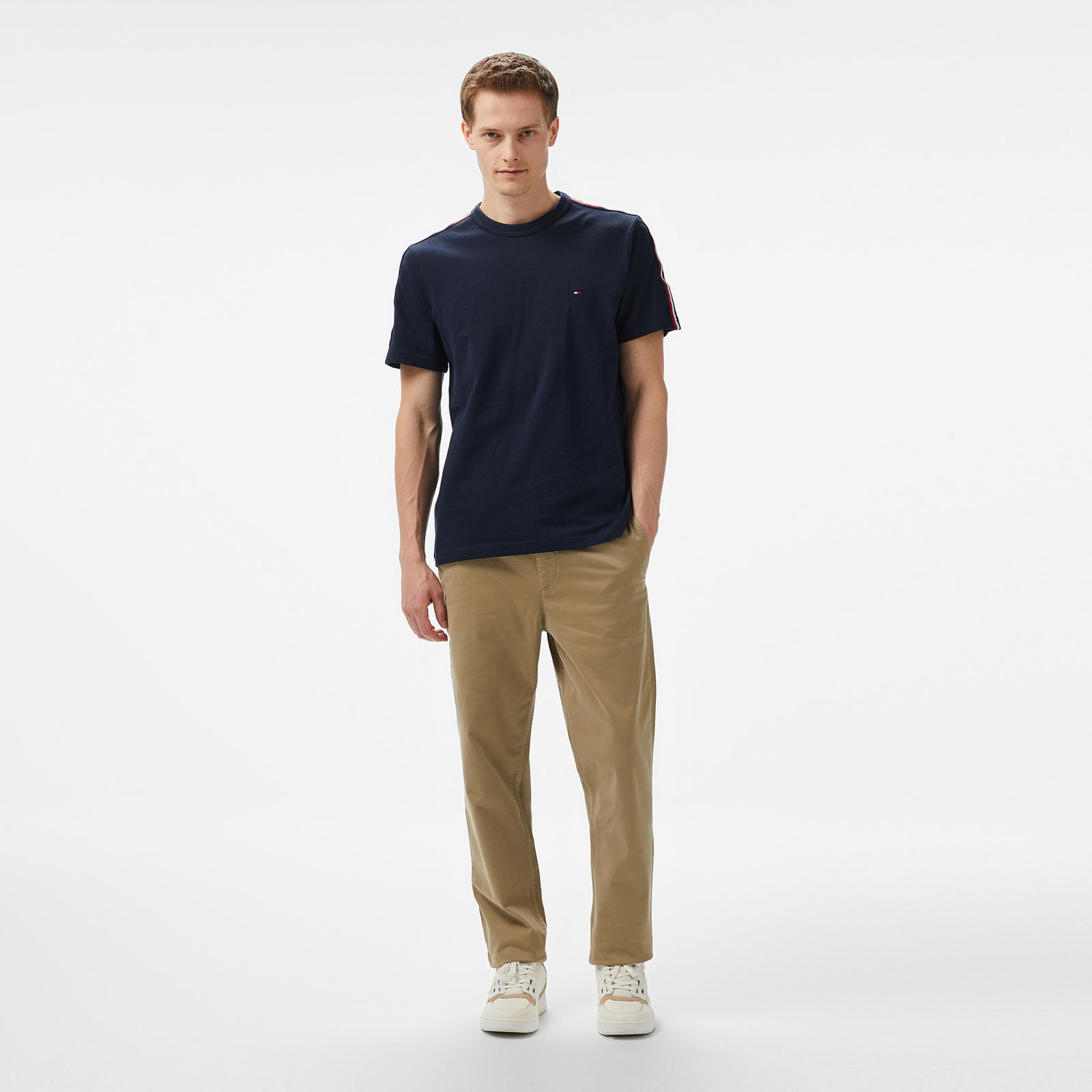 Tommy Hilfiger Global Stripe Tape Erkek Mavi T-Shirt