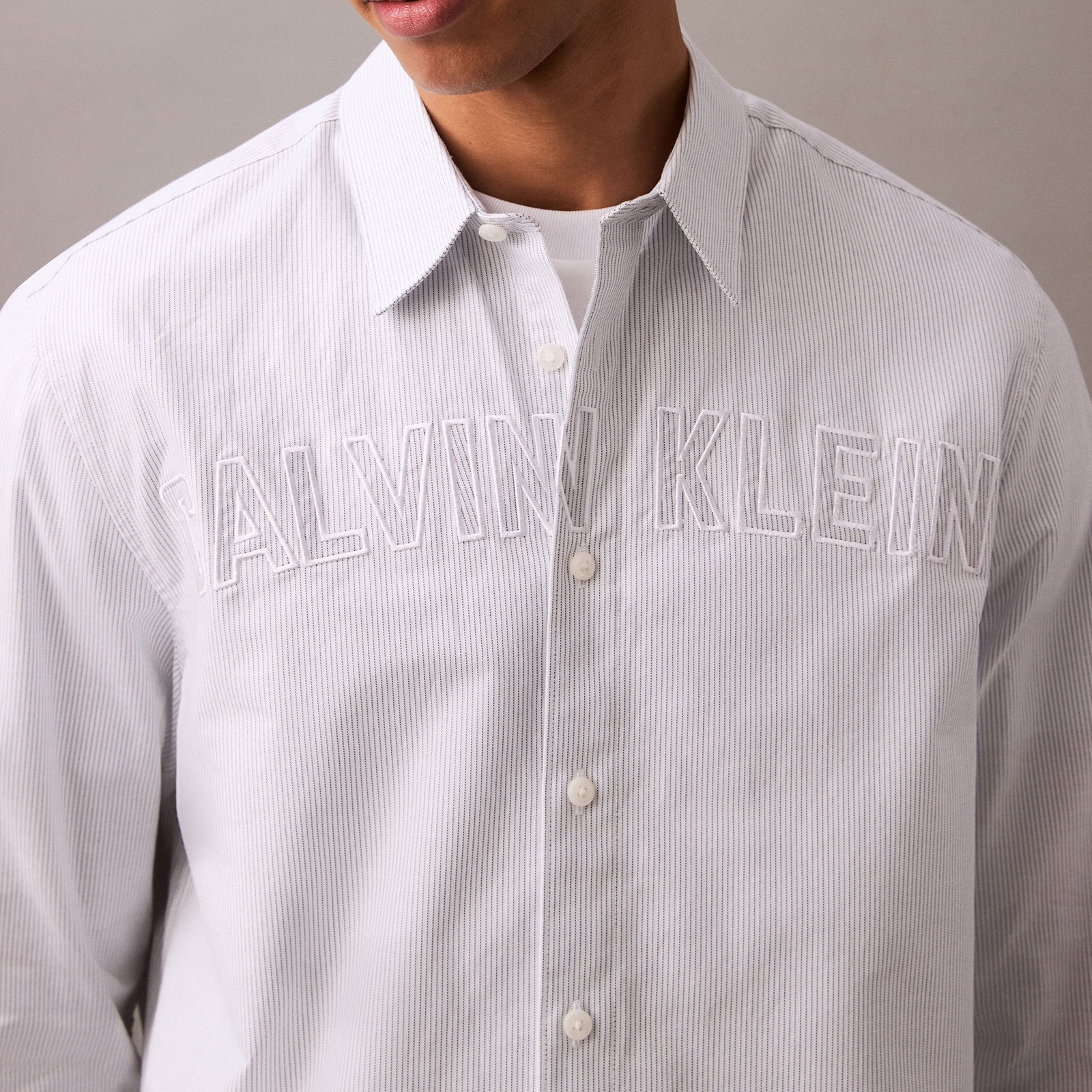 Calvin Klein Oxford Logo Erkek Beyaz Gömlek