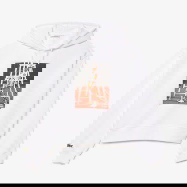  Lacoste Kadın Kapüşonlu Baskılı Beyaz Sweatshirt