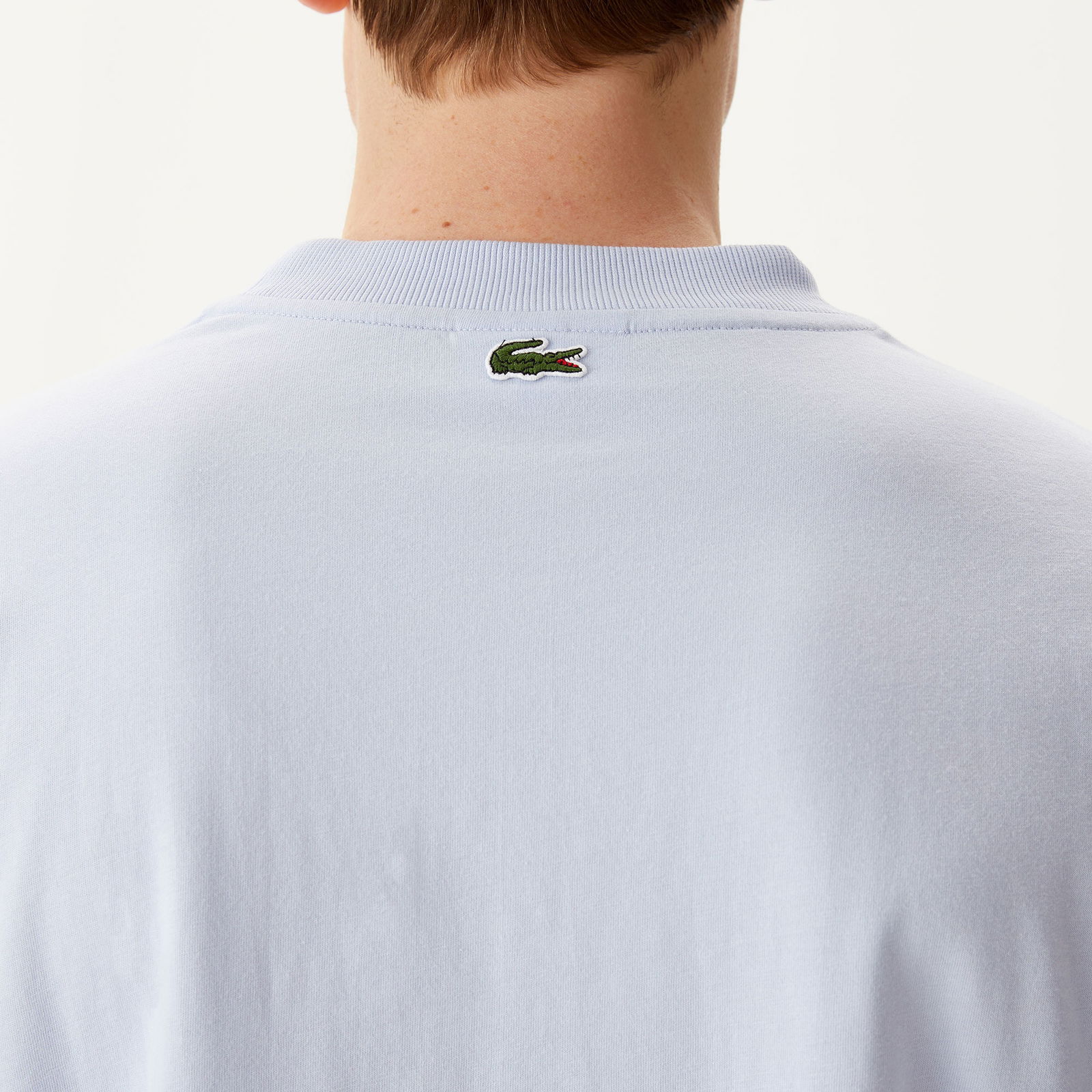 Lacoste Erkek Relaxed Fit Bisiklet Yaka Baskılı Beyaz T-Shirt