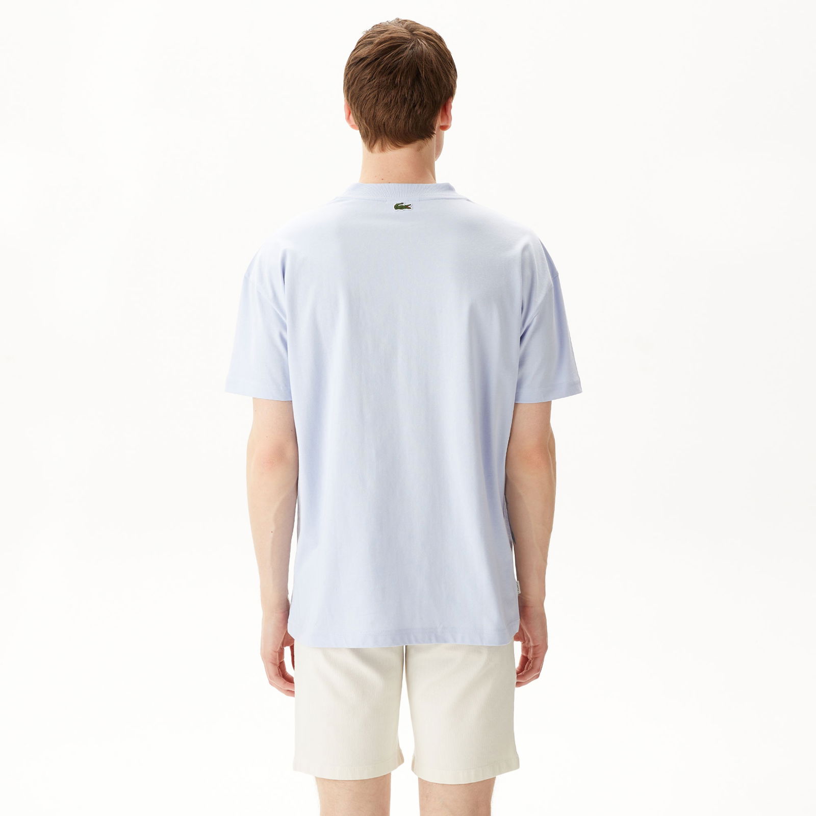 Lacoste Erkek Relaxed Fit Bisiklet Yaka Baskılı Beyaz T-Shirt