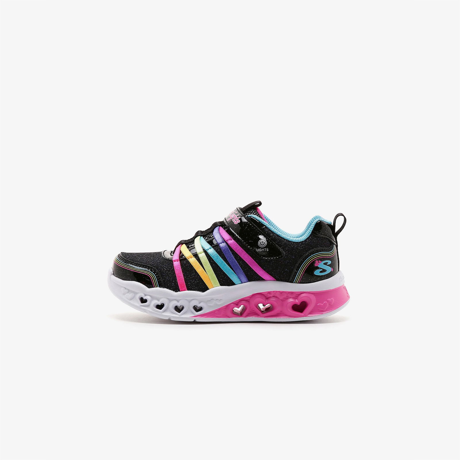 Skechers Flutter Heart Lights Rainbow Bestie Bebek Siyah Spor Ayakkabı