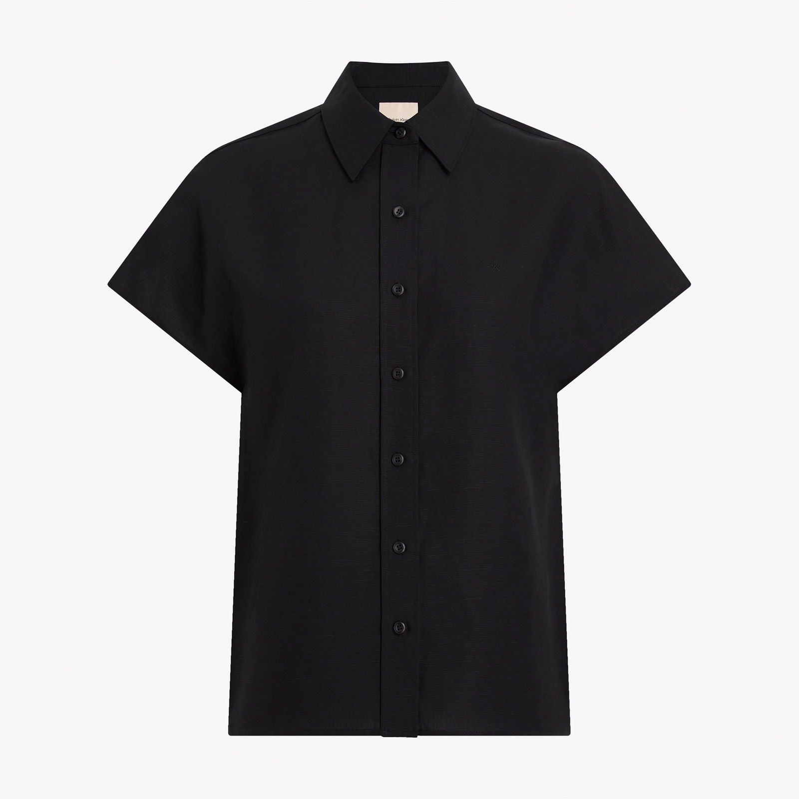 Calvin Klein Linen Blend Kadın Siyah T-Shirt
