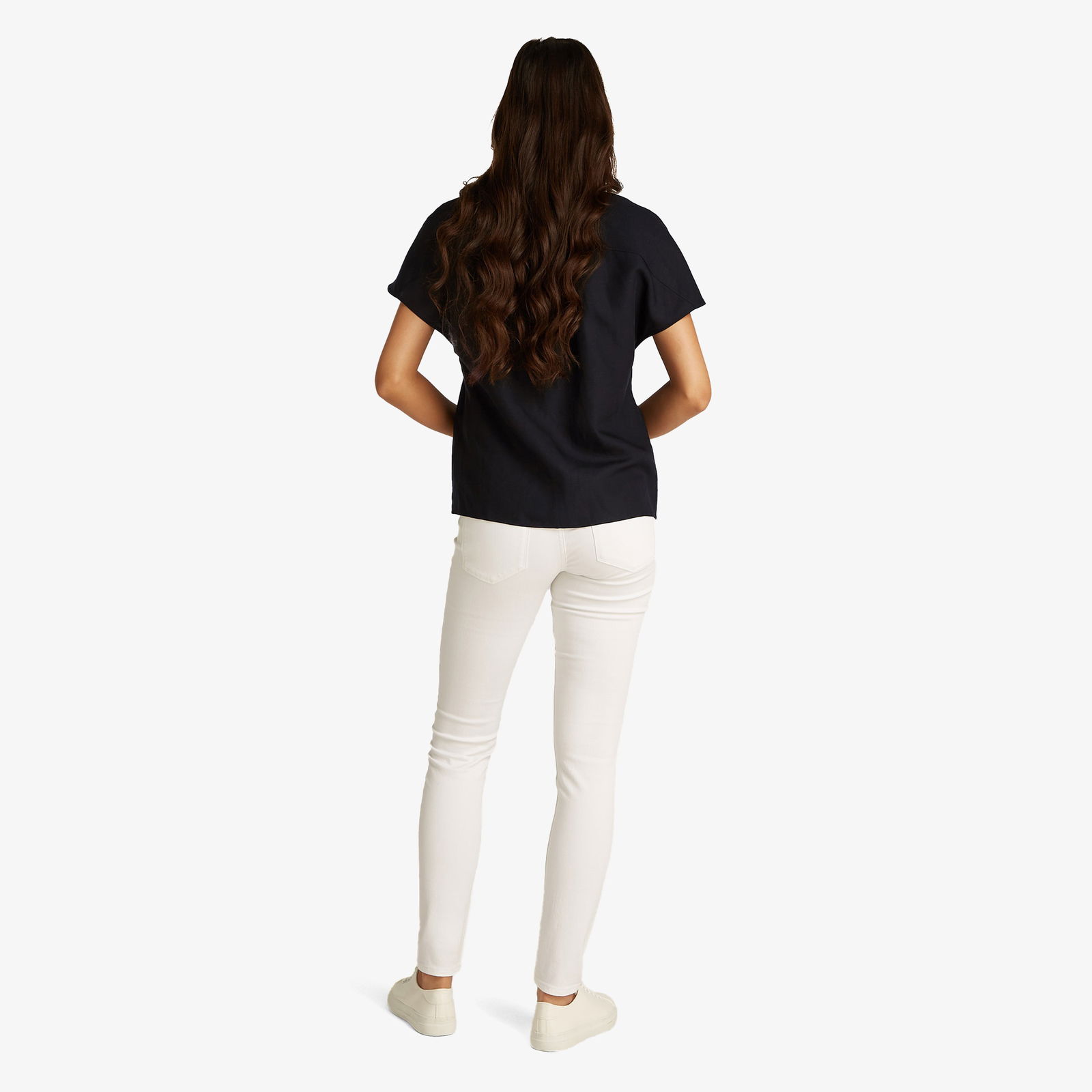 Calvin Klein Linen Blend Kadın Siyah T-Shirt