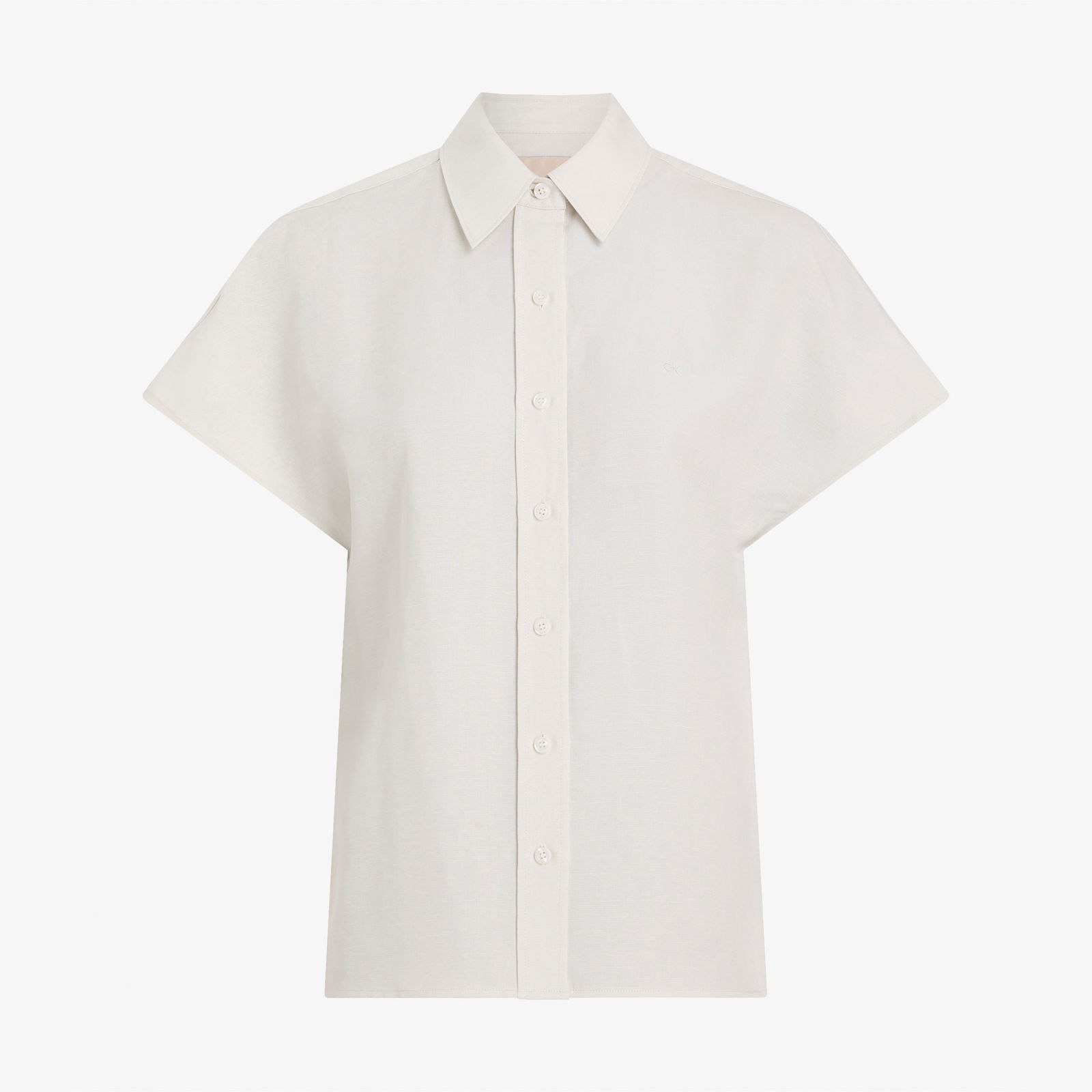 Calvin Klein Linen Blend Kadın Bej T-Shirt