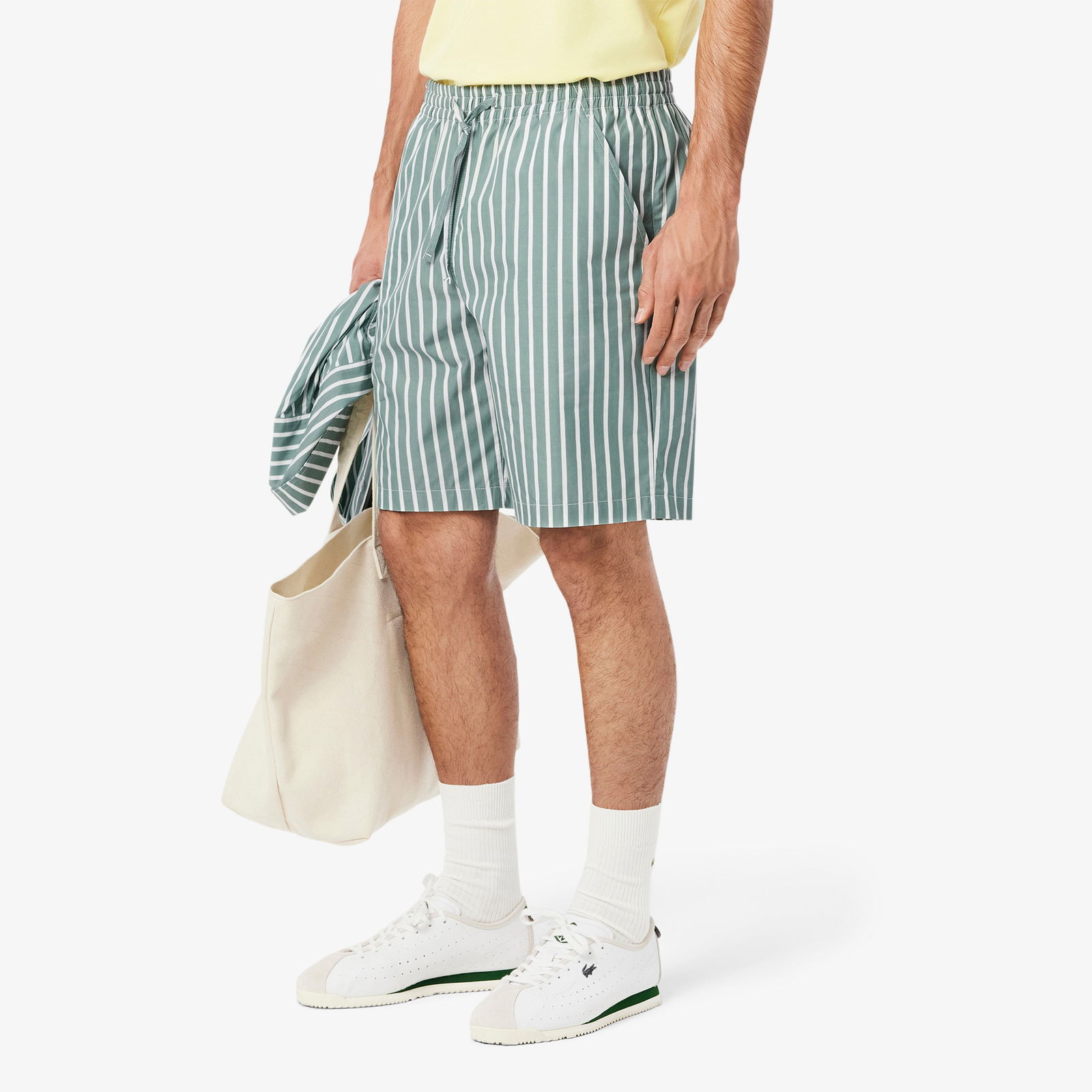 Lacoste Erkek Relaxed Fit Çizgili Yeşil Şort