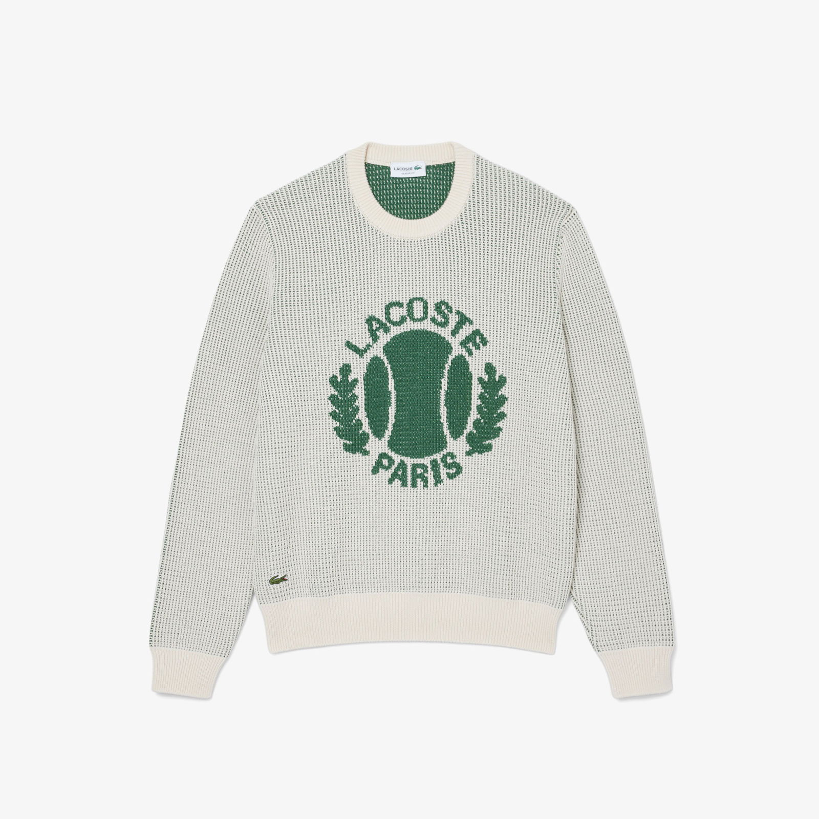 Lacoste Erkek Bisiklet Yaka Desenli Krem Triko