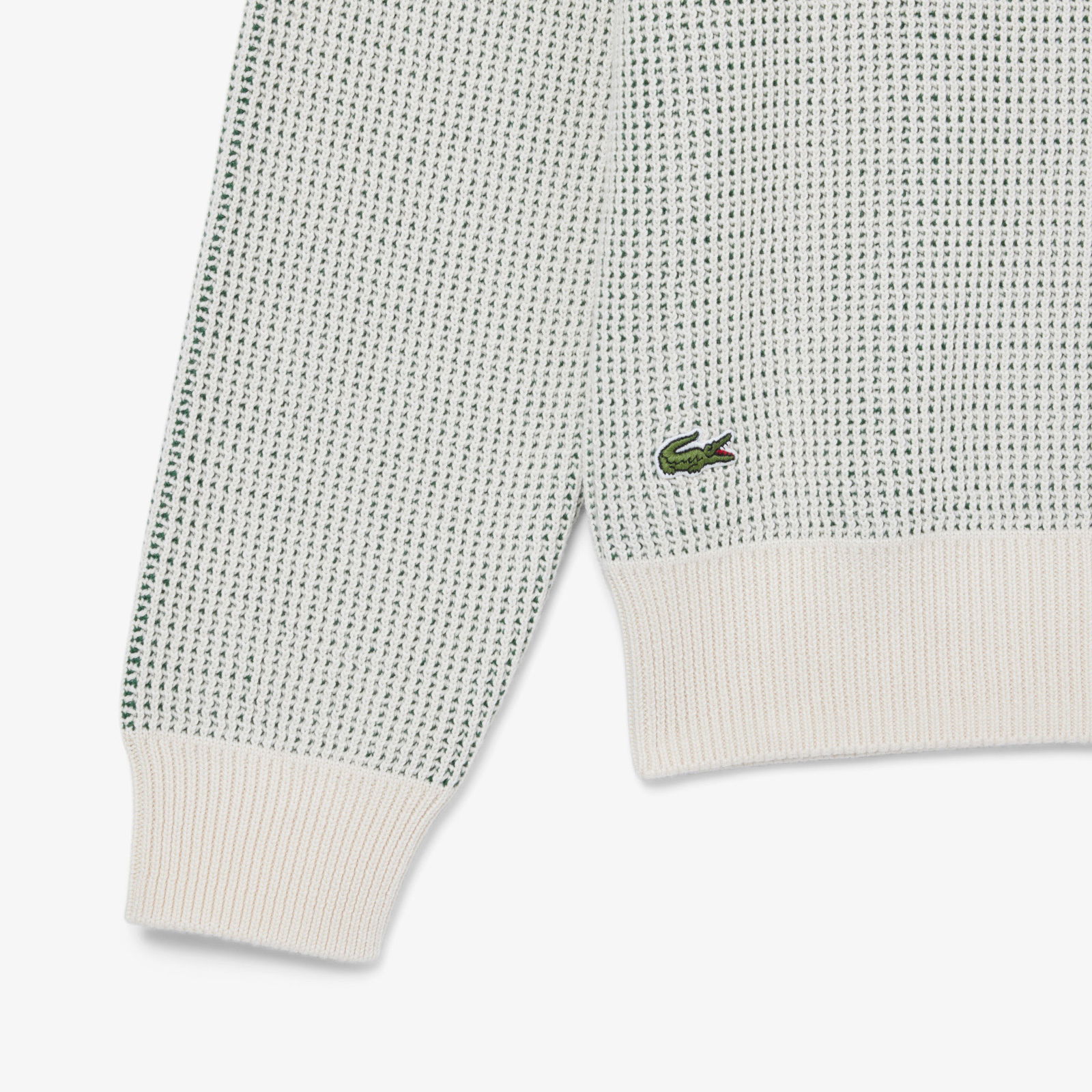 Lacoste Erkek Bisiklet Yaka Desenli Krem Triko