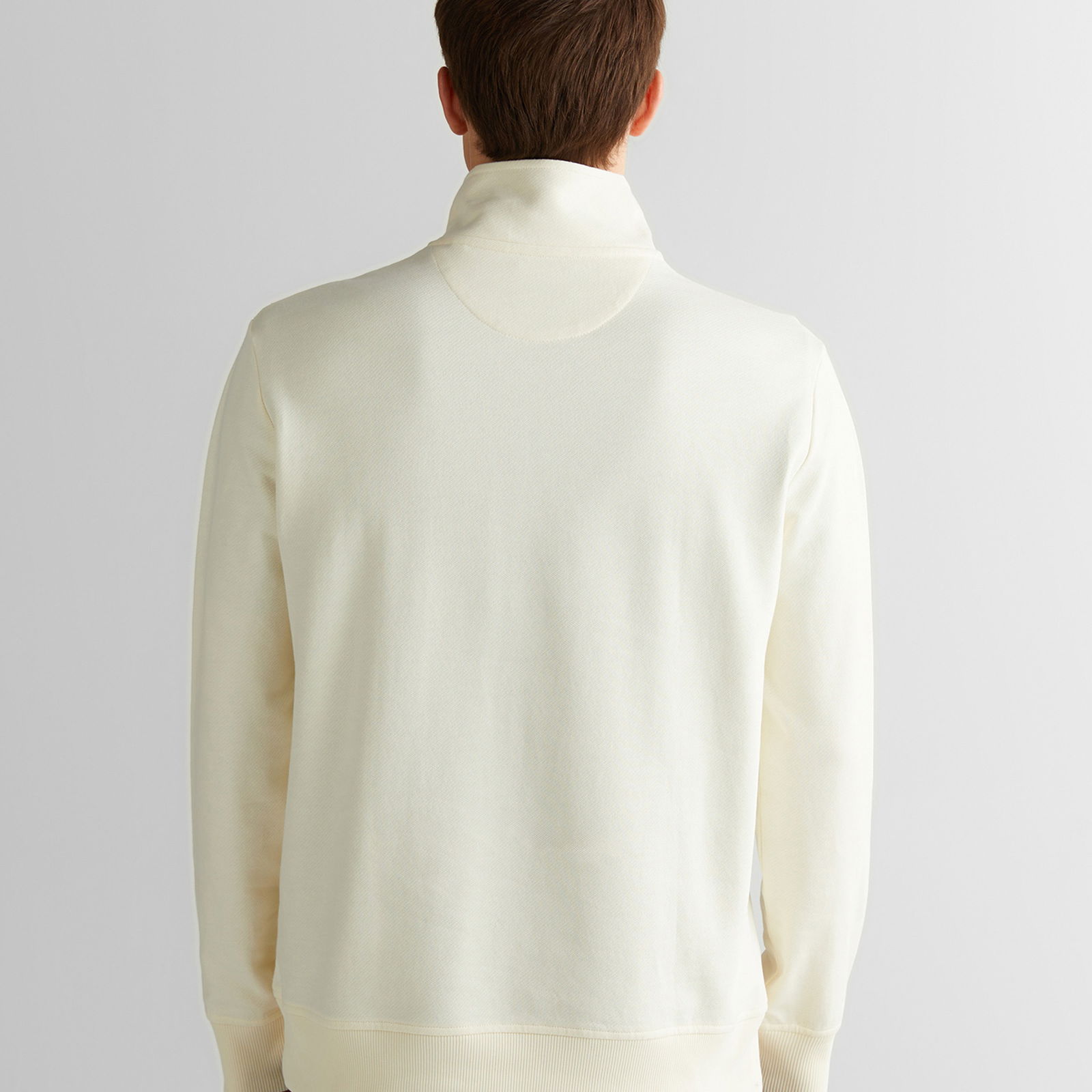 GANT Erkek Krem Regular Fit Yarım Fermuarlı Logolu Sweatshirt
