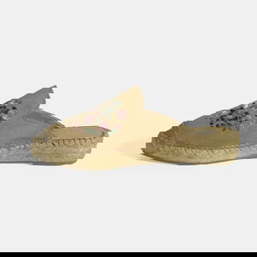  Limited Edition Bej Kadın Çiçek Nakışlı Süet Espadril Terlik