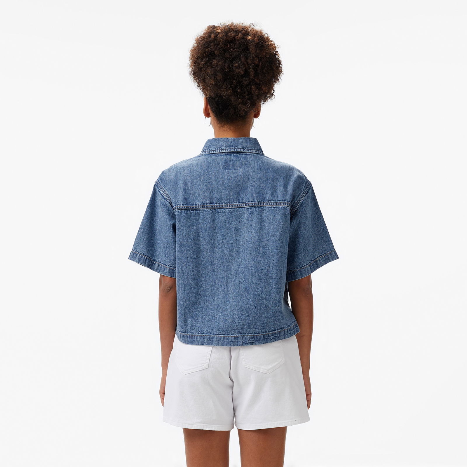 Guess Gj Boxy Ss Shirt  Kadın Mavi Gömlek
