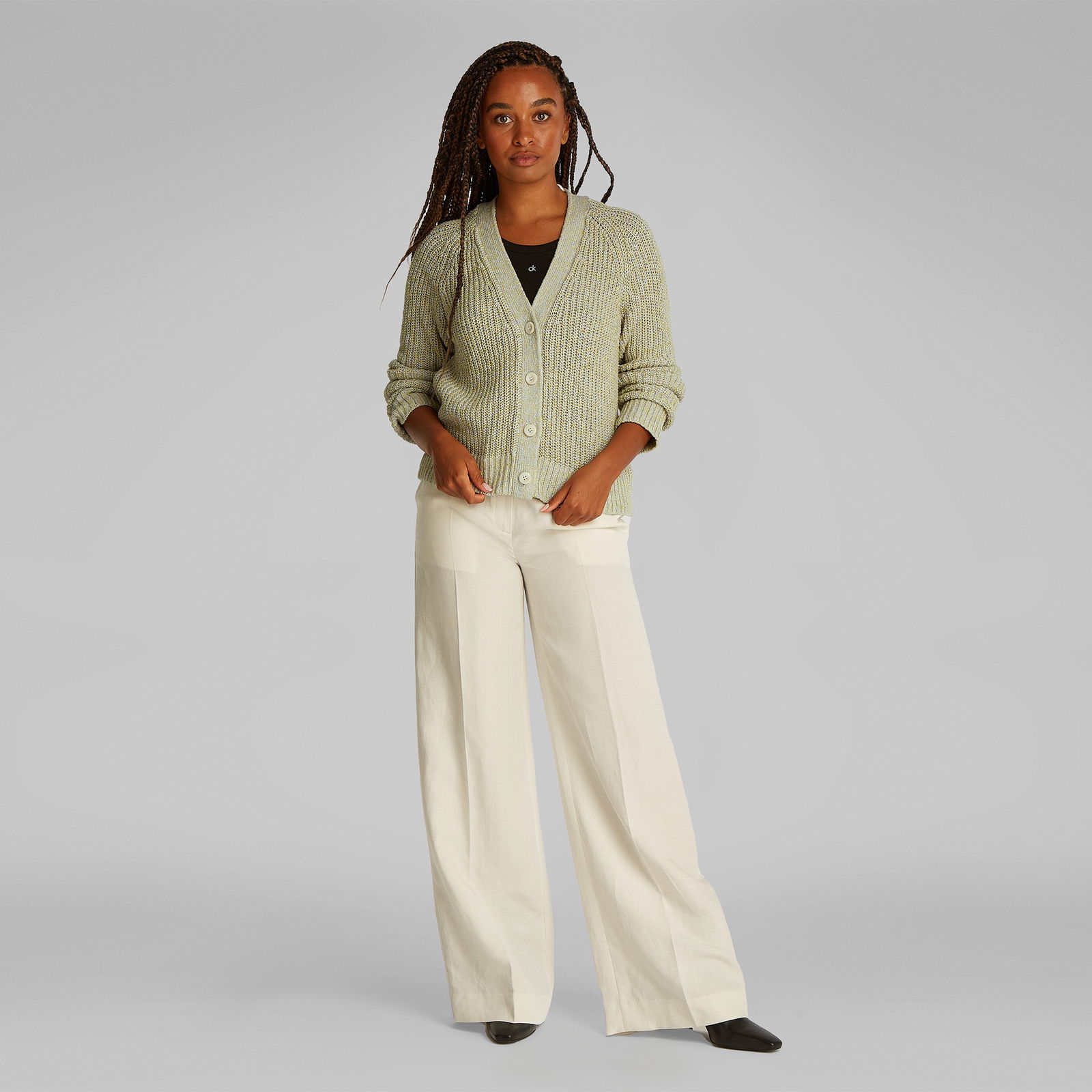 Calvin Klein Mouline Texture Cardi Kadın Beyaz Kazak