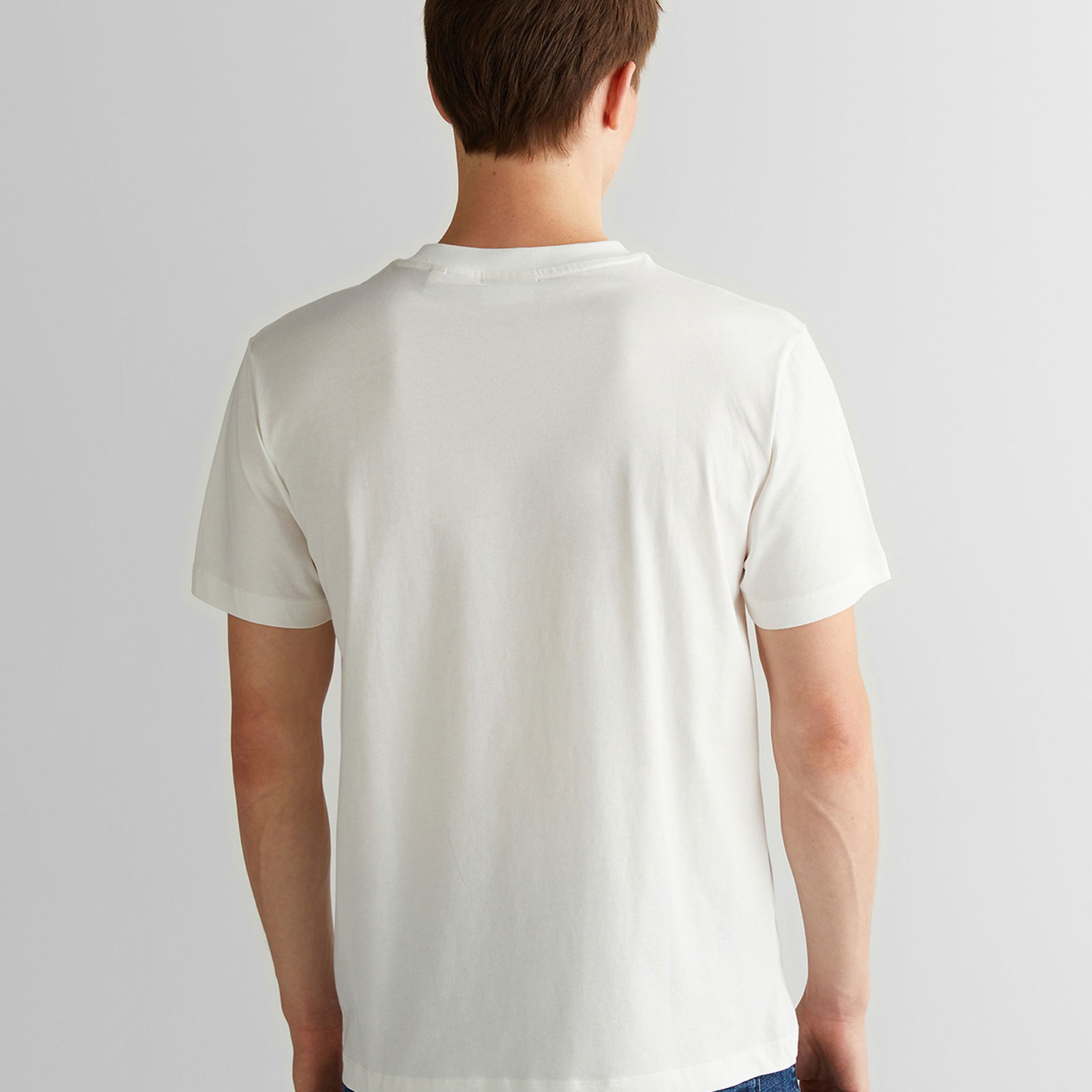 GANT Erkek Beyaz Regular Fit Bisiklet Yaka Logolu Logolu T-Shirt