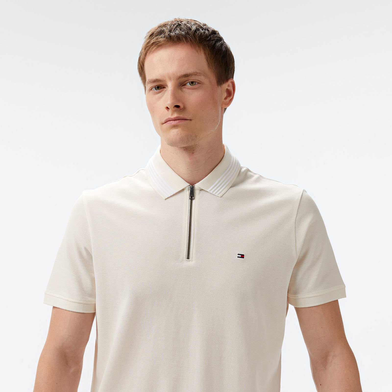 Tommy Hilfiger Mercerised Pique Zip Reg Erkek Sarı Polo