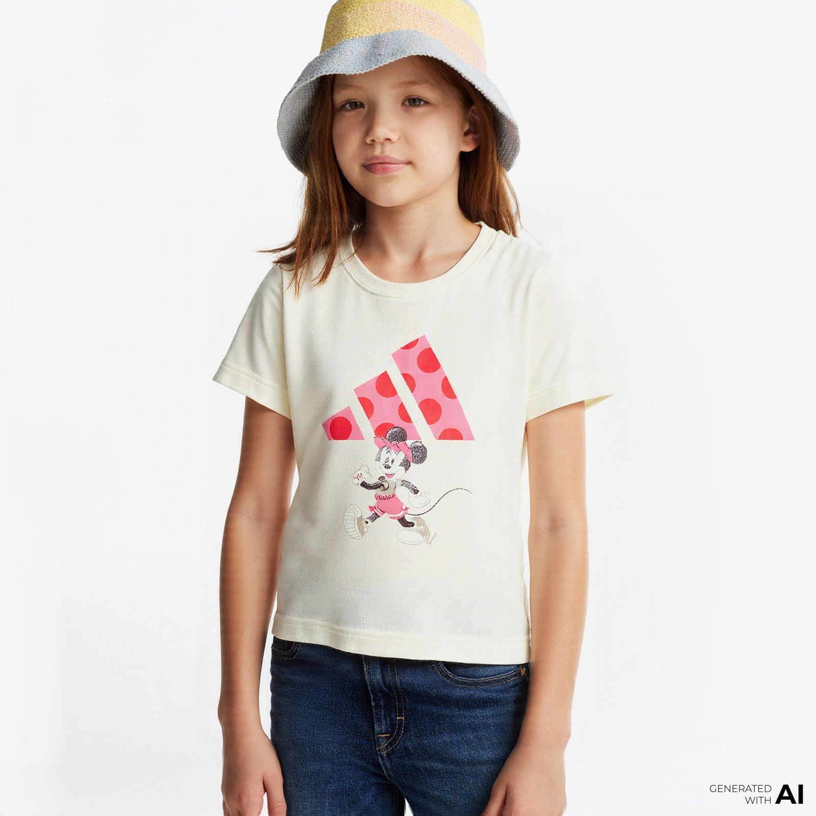 adidas Disney Minnie Mouse Çocuk Beyaz/Kırmızı Şort Takımı
